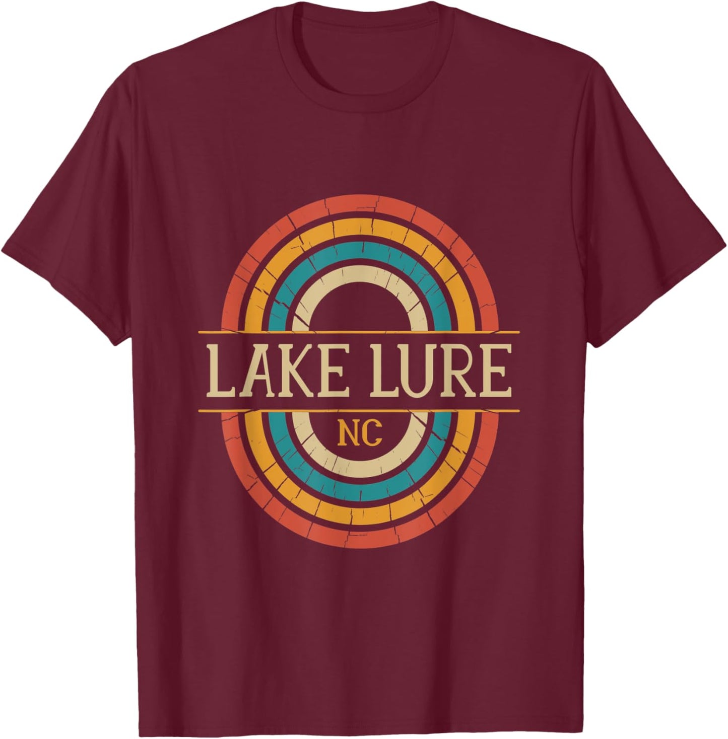 Lake Lure North Carolina Vintage NC Distressed Retro 70s 80s T-Shirt - T-Shirt | Maroon