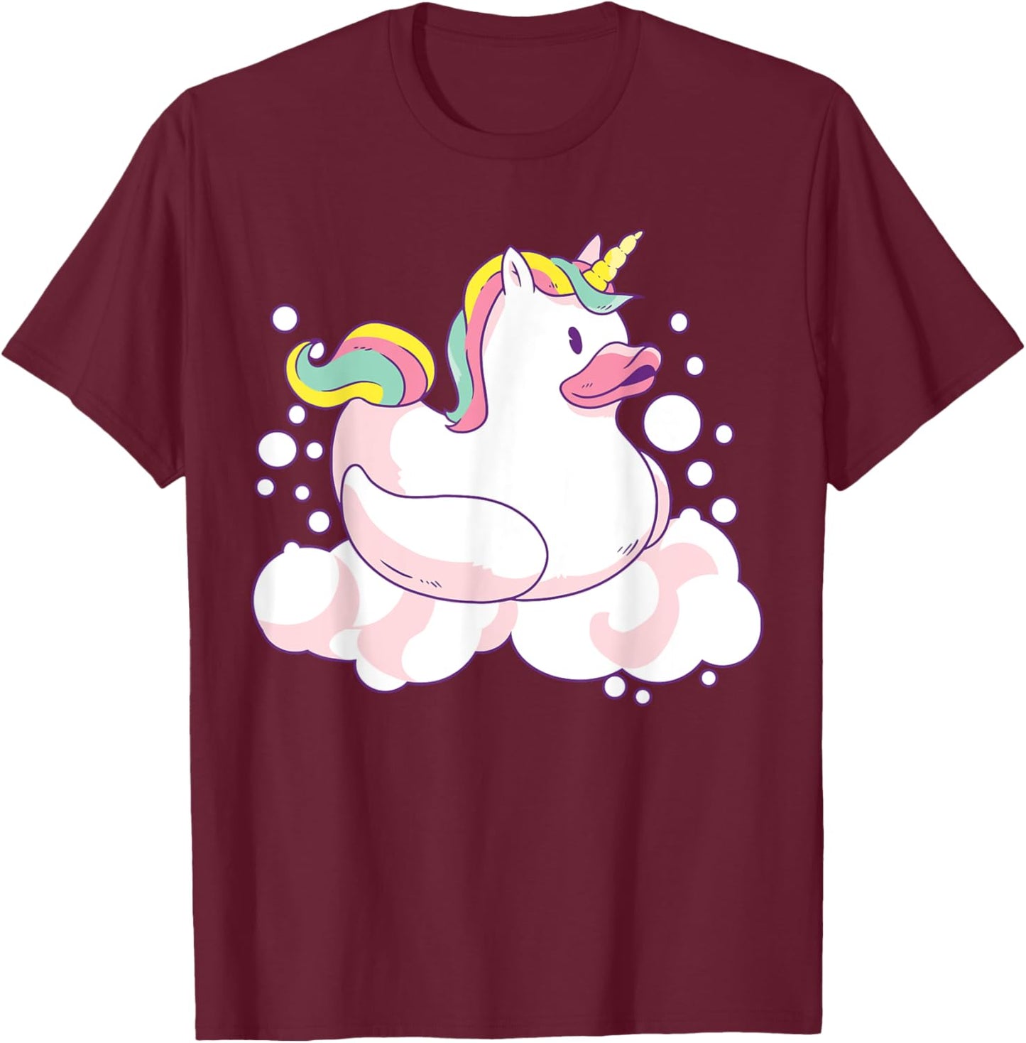 Unicorn Duck Soap Bubbles Rubber Duck Uniduck T-Shirt - T-Shirt | Maroon