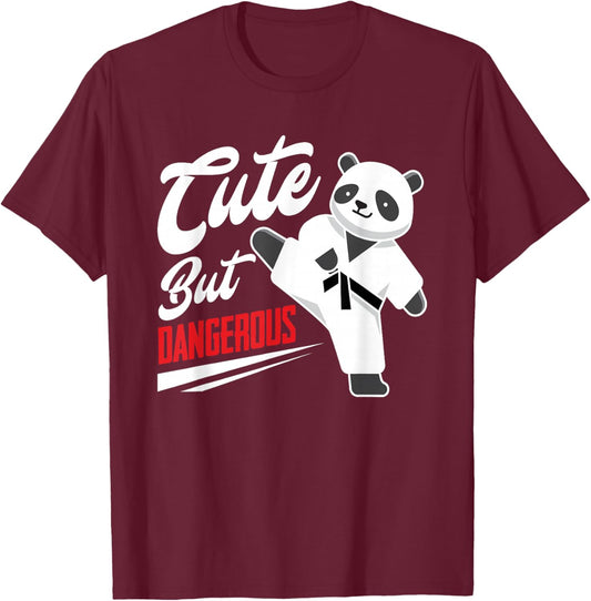 Cute But Dangerous Panda Taekwondo Fighter Funny Taekwondo T-Shirt - T-Shirt | Maroon