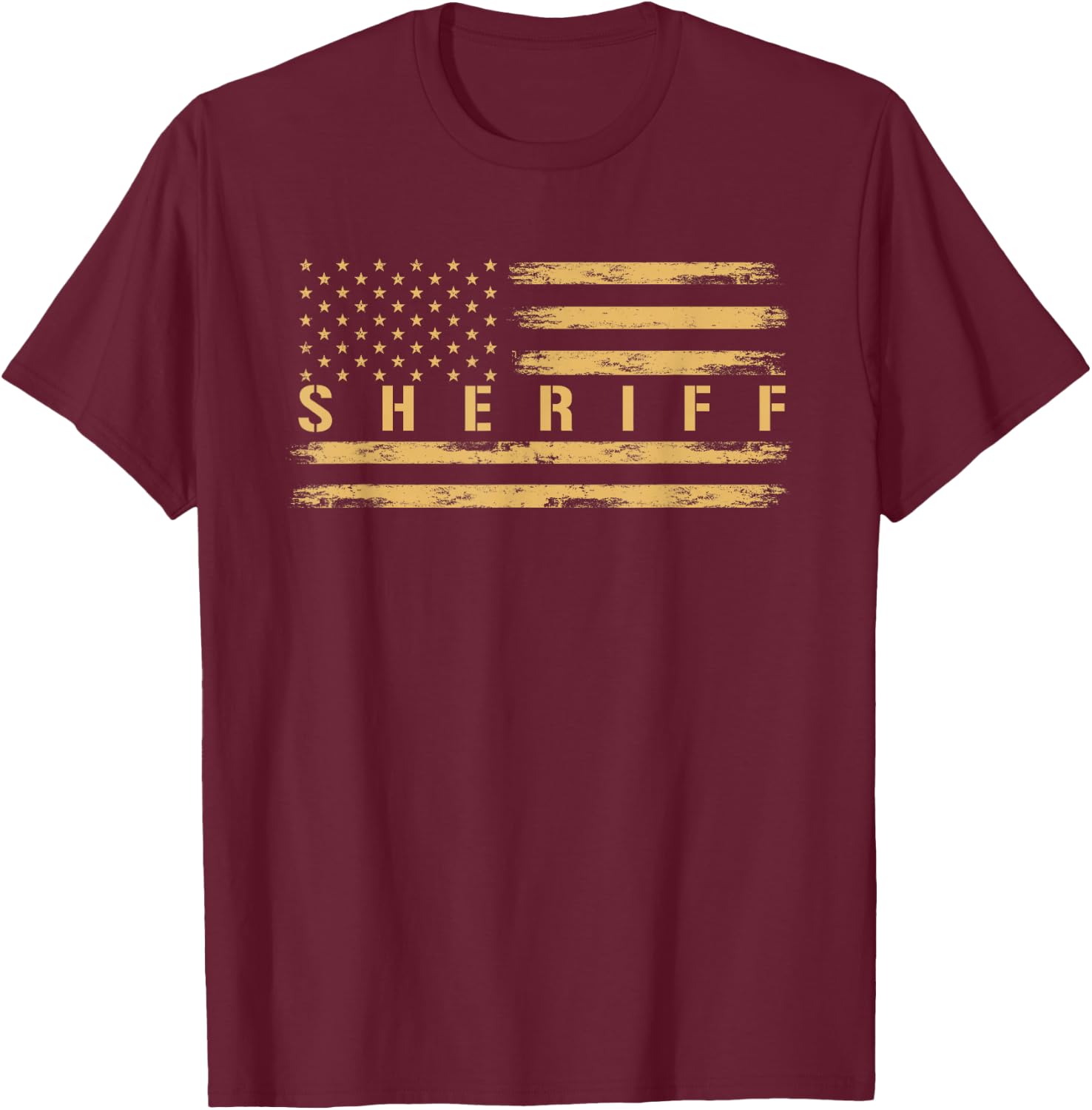Sheriff USA American Flag | Western Police | Officer T-Shirt - T-Shirt | Maroon