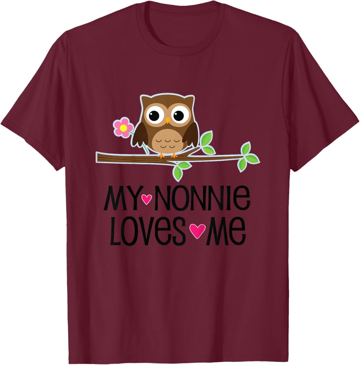 Kids My Nonnie Loves Me Granddaughter Owl T-Shirt - T-Shirt | Maroon