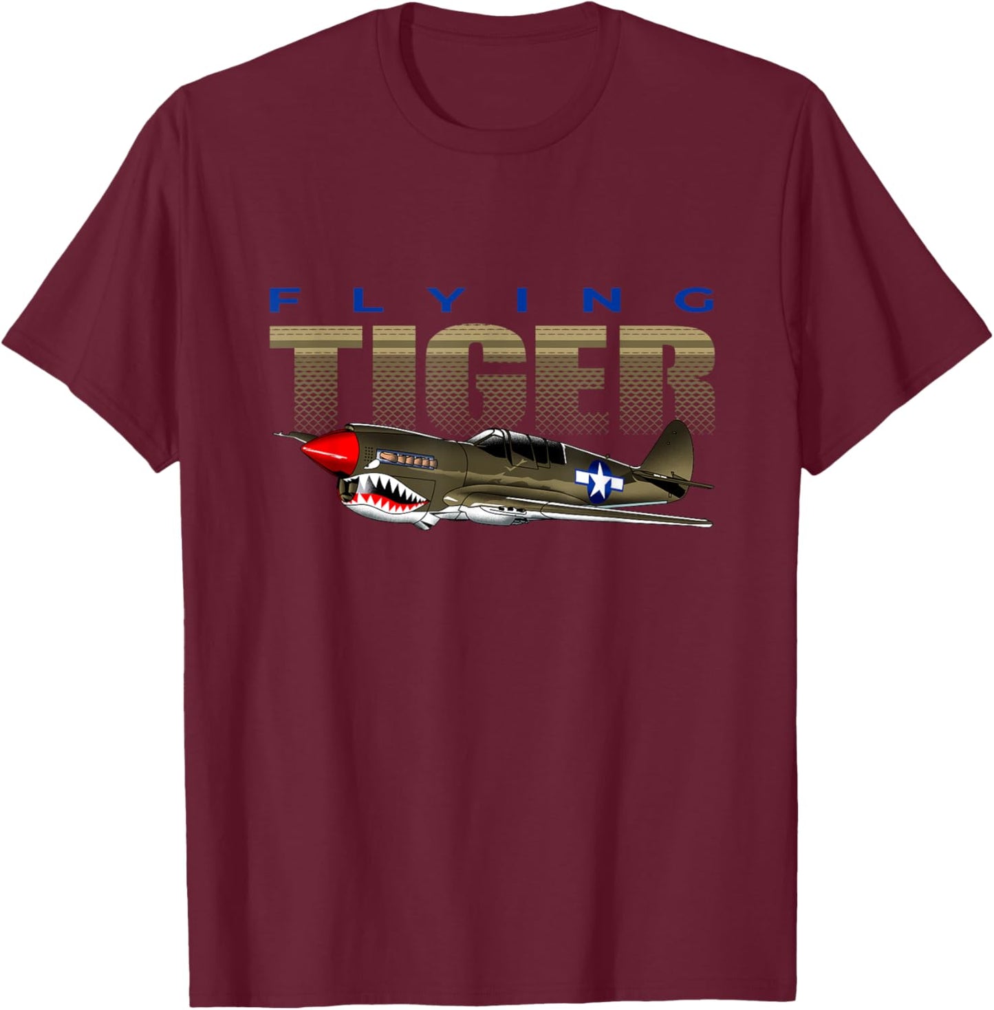 USA Military Vintage Warbird Warhawk Airplane T-Shirt - T-Shirt | Maroon