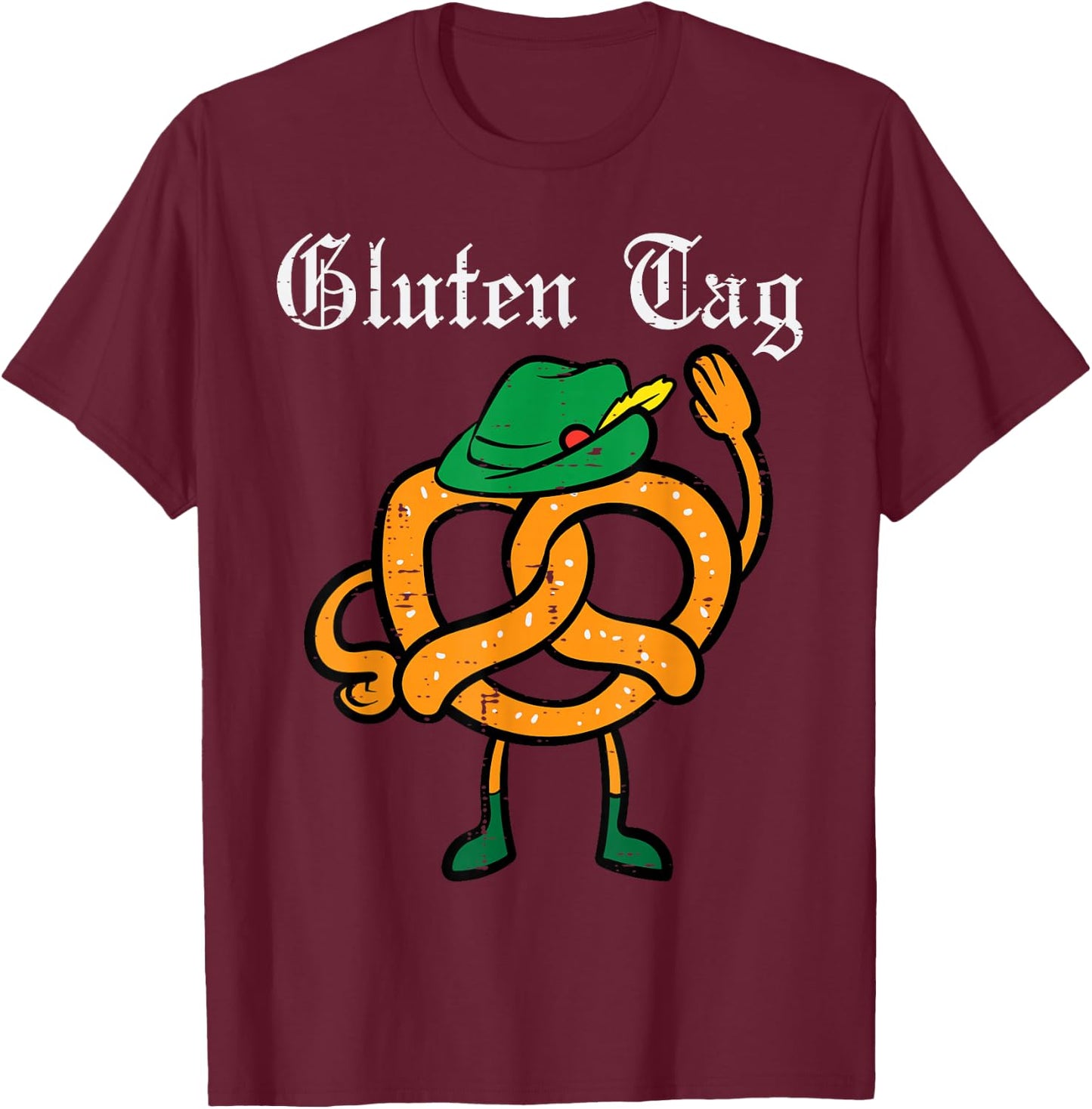 Oktoberfest Pretzel Guten Tag Funny German Women Kids Men T-Shirt - T-Shirt | Maroon
