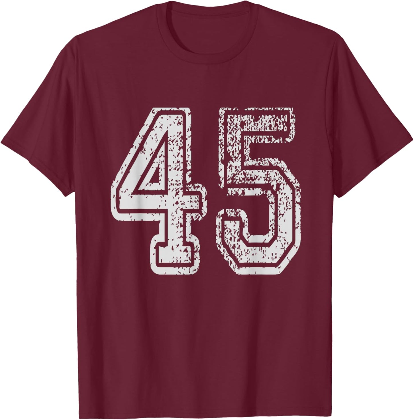 Team Jersey Uniforms Number 45 School Sports 45th Birthday T-Shirt - T-Shirt | Maroon