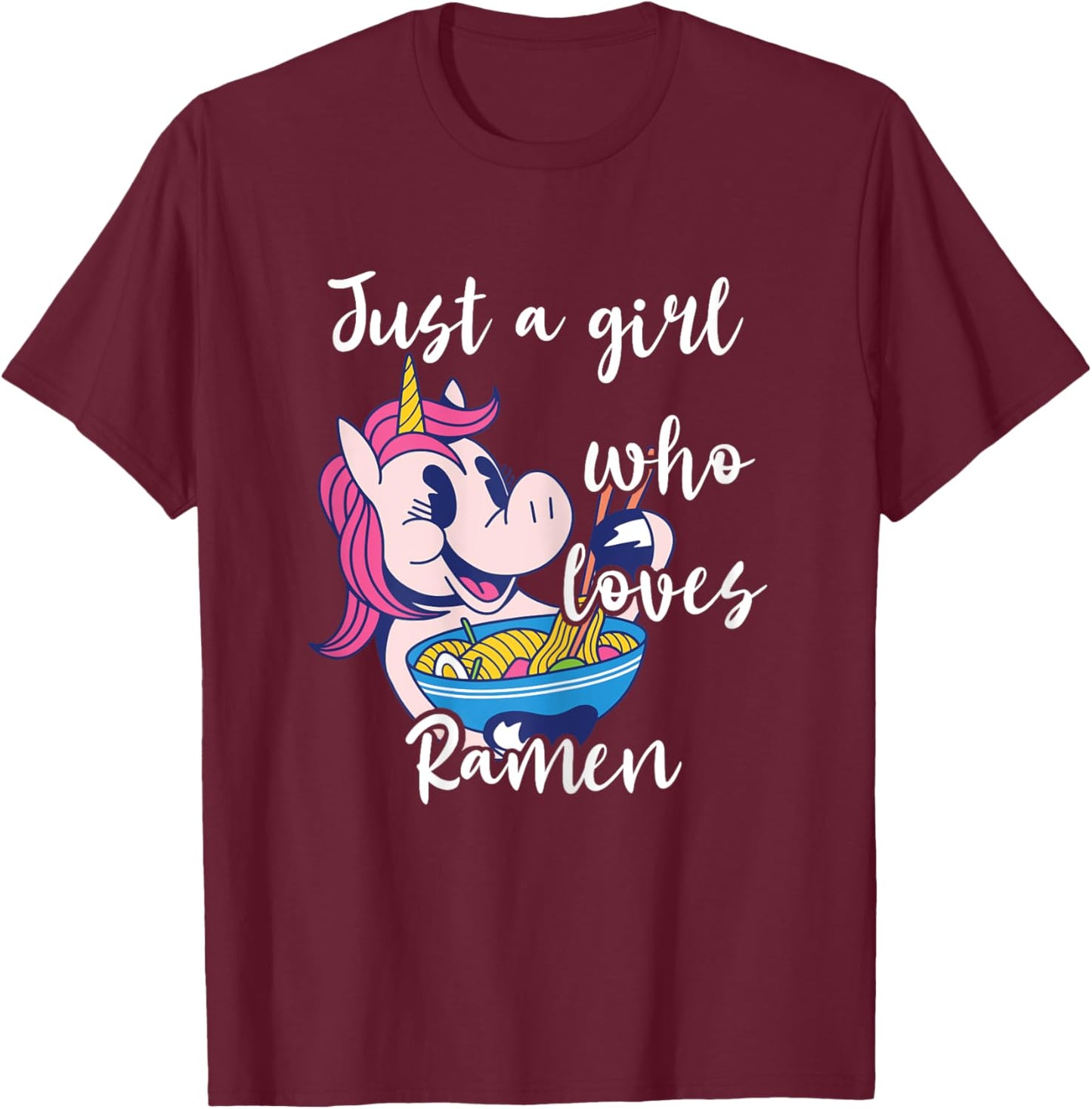 Ramen Unicorn Japanese Noodle Unicorn Manga Anime Soup T-Shirt - T-Shirt | Maroon