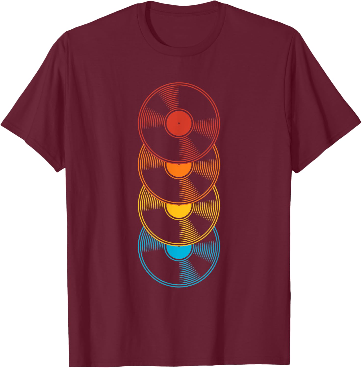 Rainbow Vinyl Record Music T-Shirt - T-Shirt | Maroon
