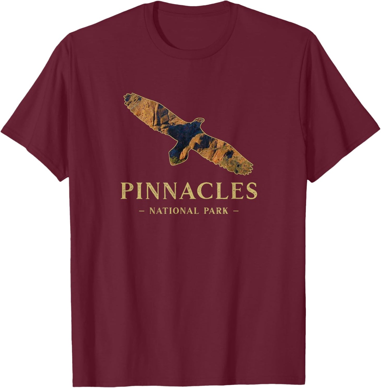 Pinnacles National Park California Condor Silhouette Birds T-Shirt - T-Shirt | Maroon