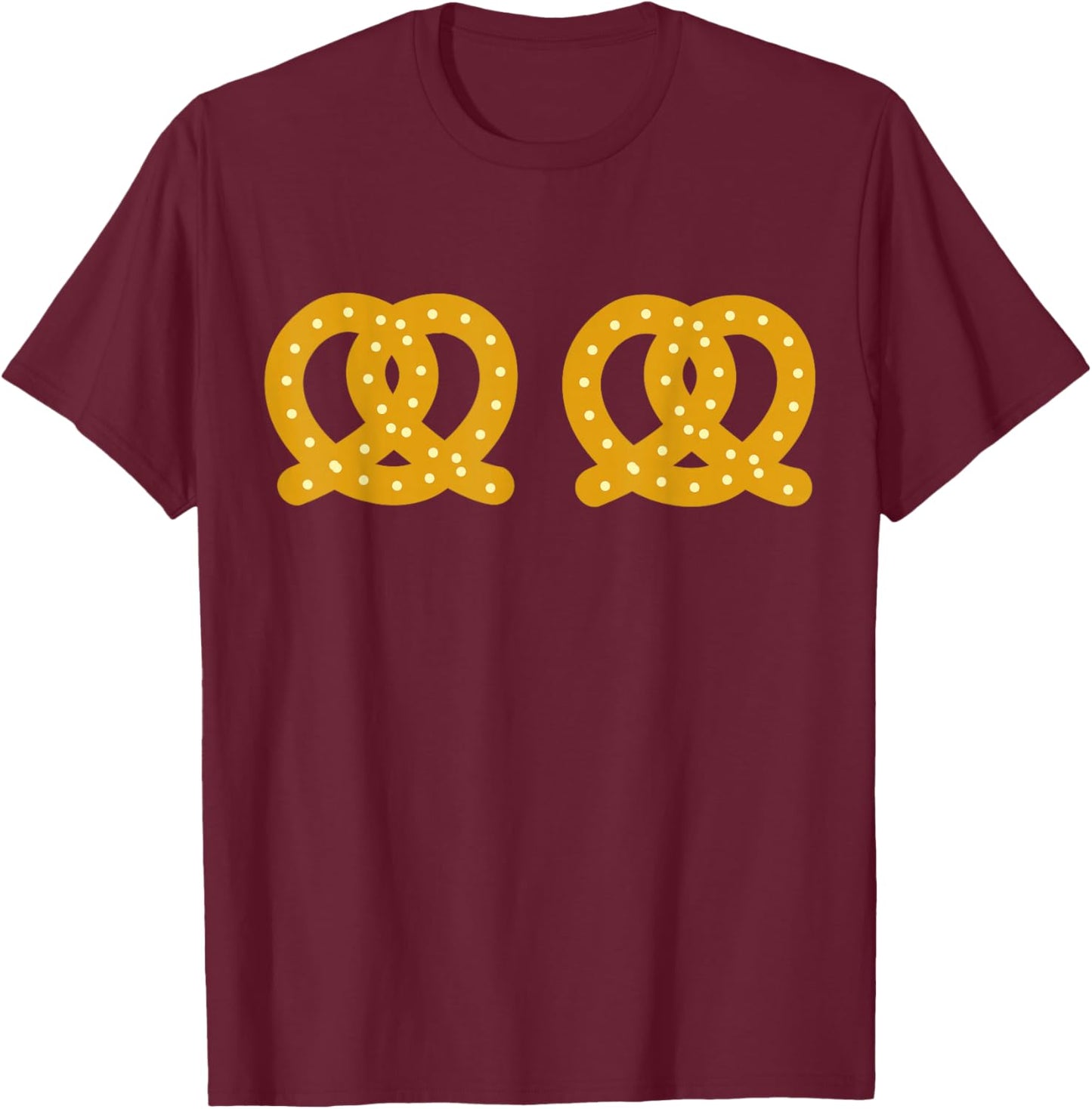 Oktoberfest Costume Funny Pretzel Boobs German Halloween T-Shirt - T-Shirt | Maroon