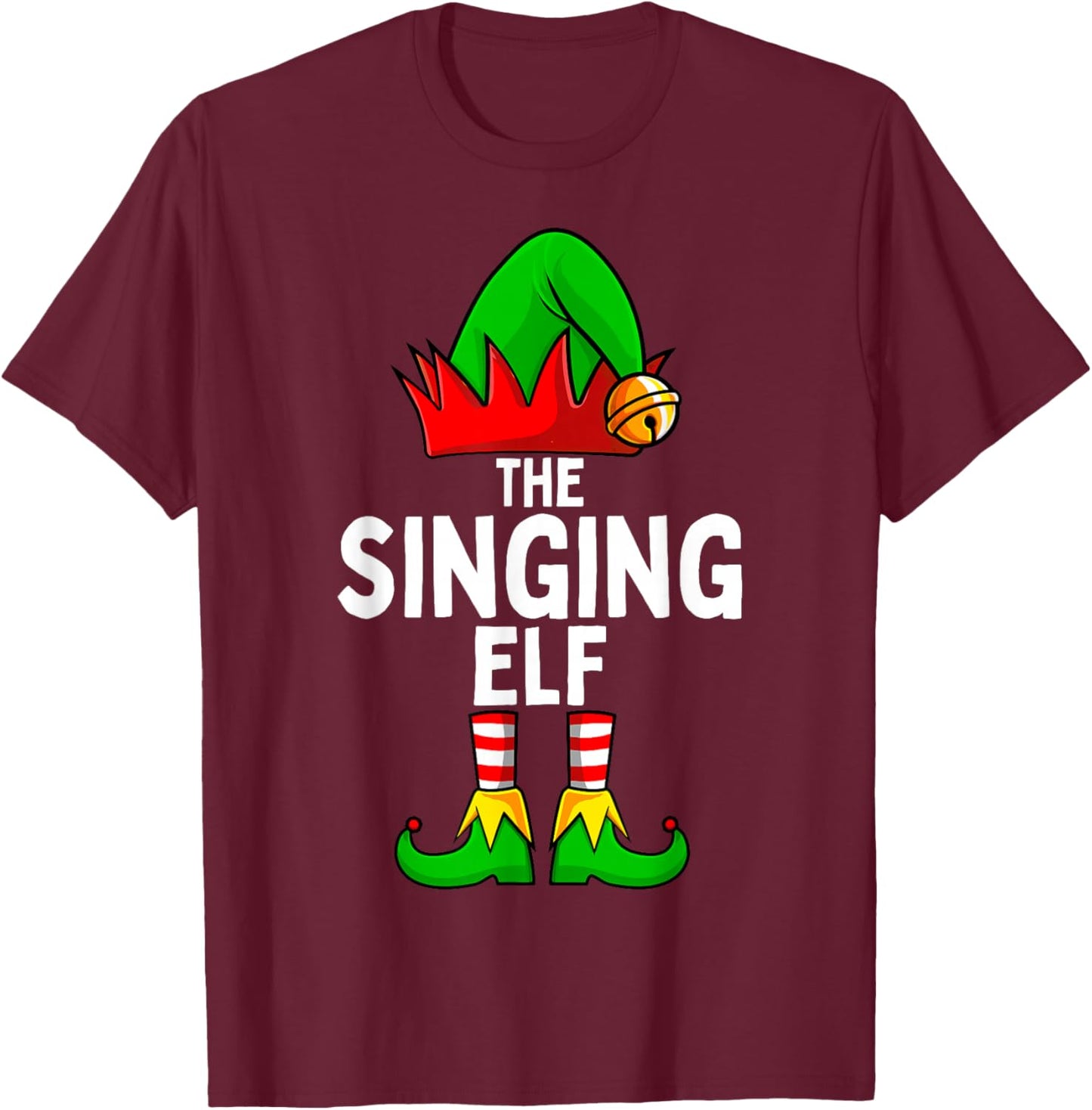 Singing Elf Matching Family Christmas T-Shirt - T-Shirt | Maroon