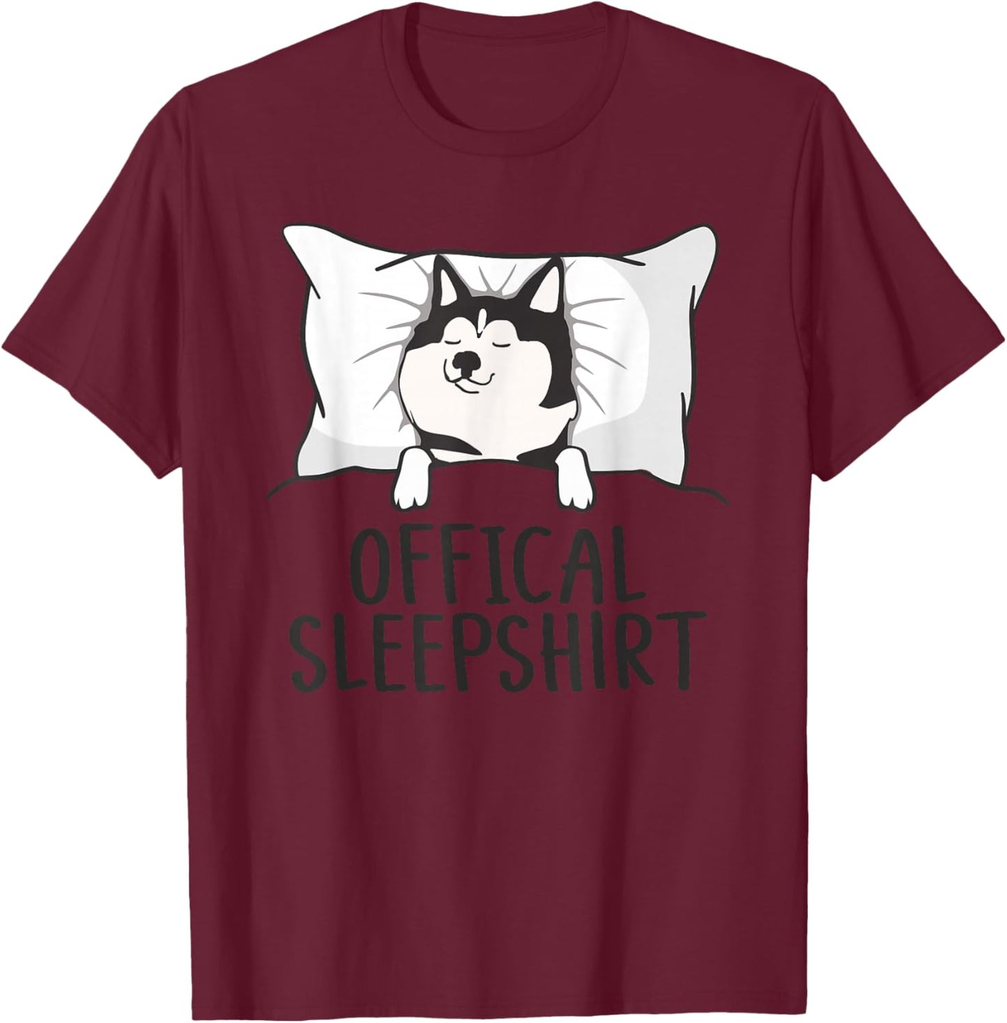 Husky Dog Pajama Funny Husky Official Sleepshirt Mom Dad Kid T-Shirt - T-Shirt | Maroon