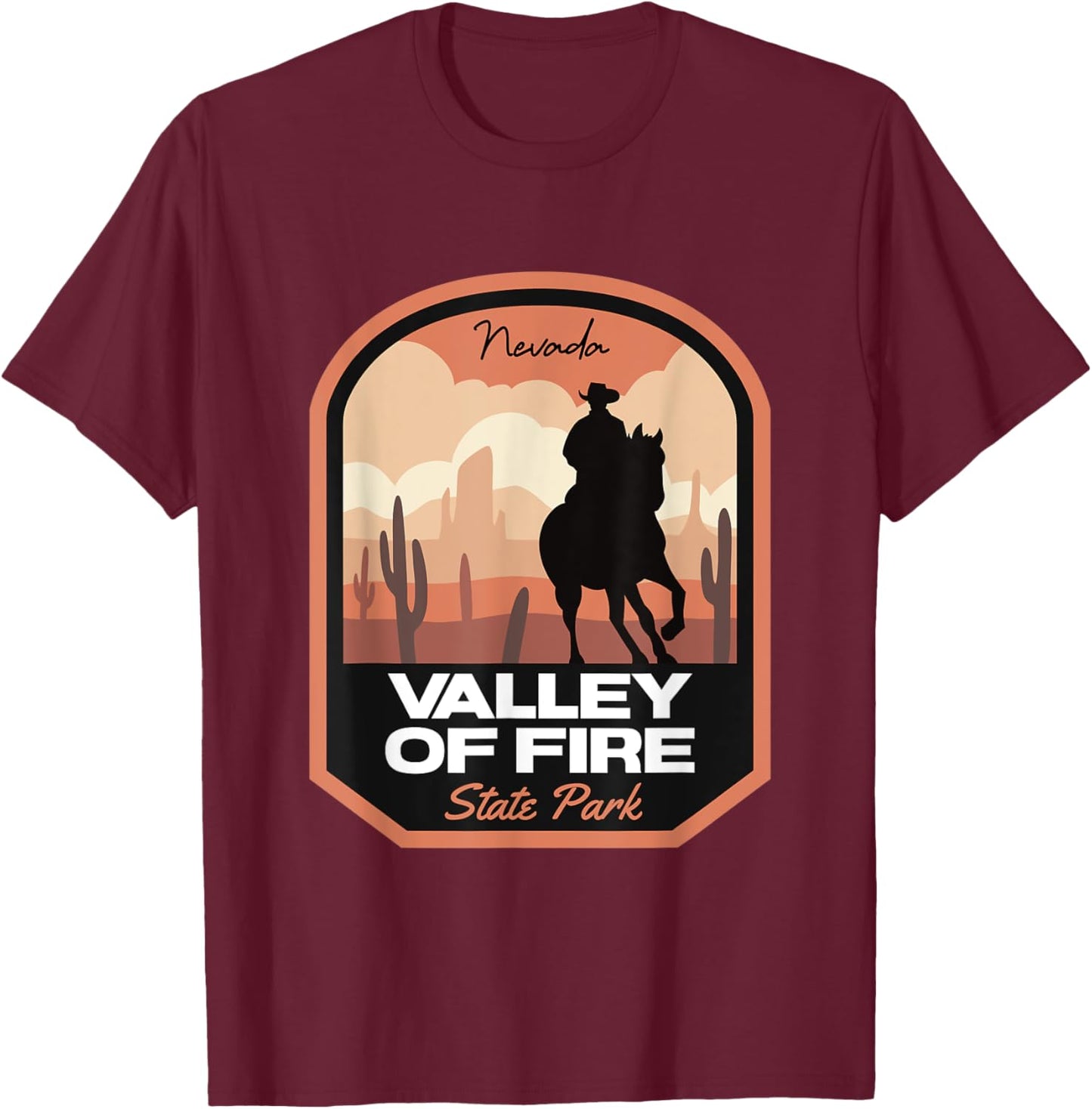 Valley of Fire State Park Desert Cowboy T-Shirt - T-Shirt | Maroon
