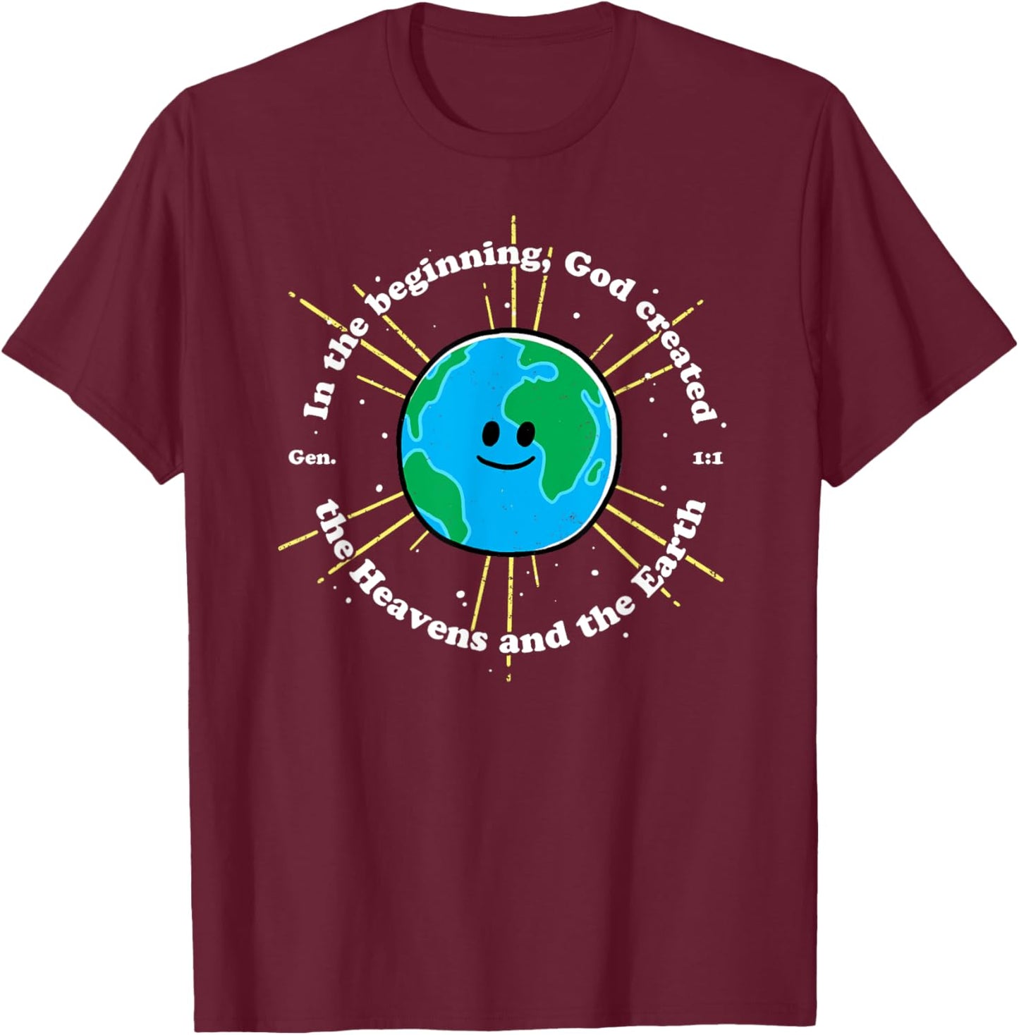 In the Beginning God Created the Heavens and the Earth T-Shirt - T-Shirt | Maroon