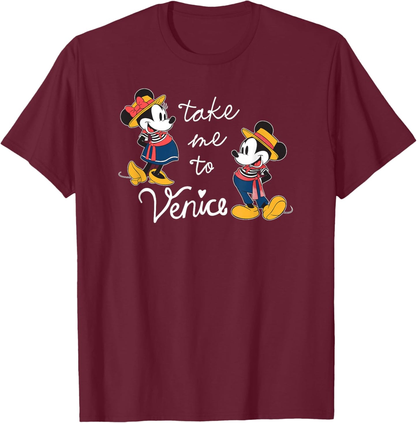 Disney Italian Mickey and Minnie Take Me to Venice T-Shirt - T-Shirt | Maroon