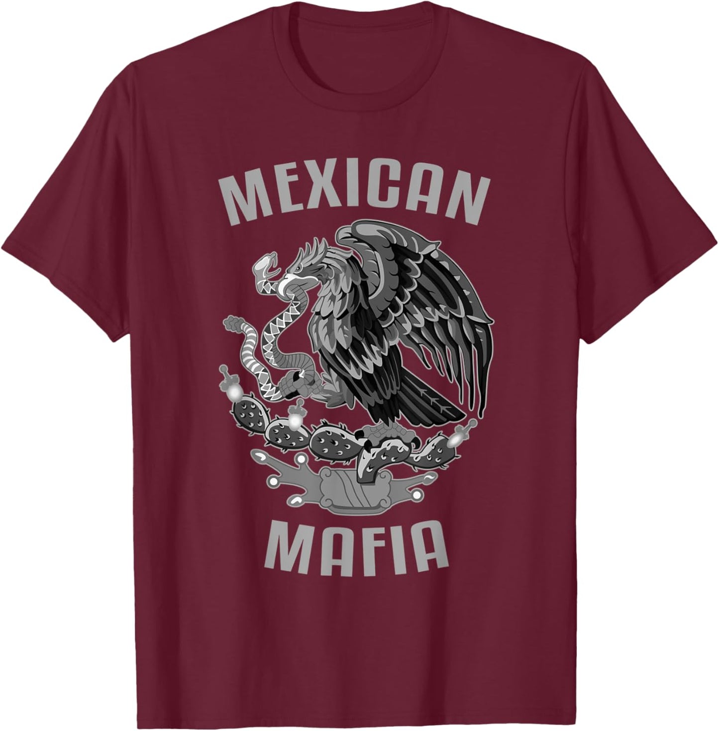Mexican Mafia Mexico Eagle T-Shirt - T-Shirt | Maroon