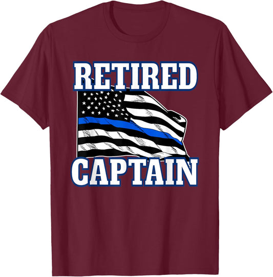 Retired Captain Police Officer Retirement T-Shirt - T-Shirt | Maroon