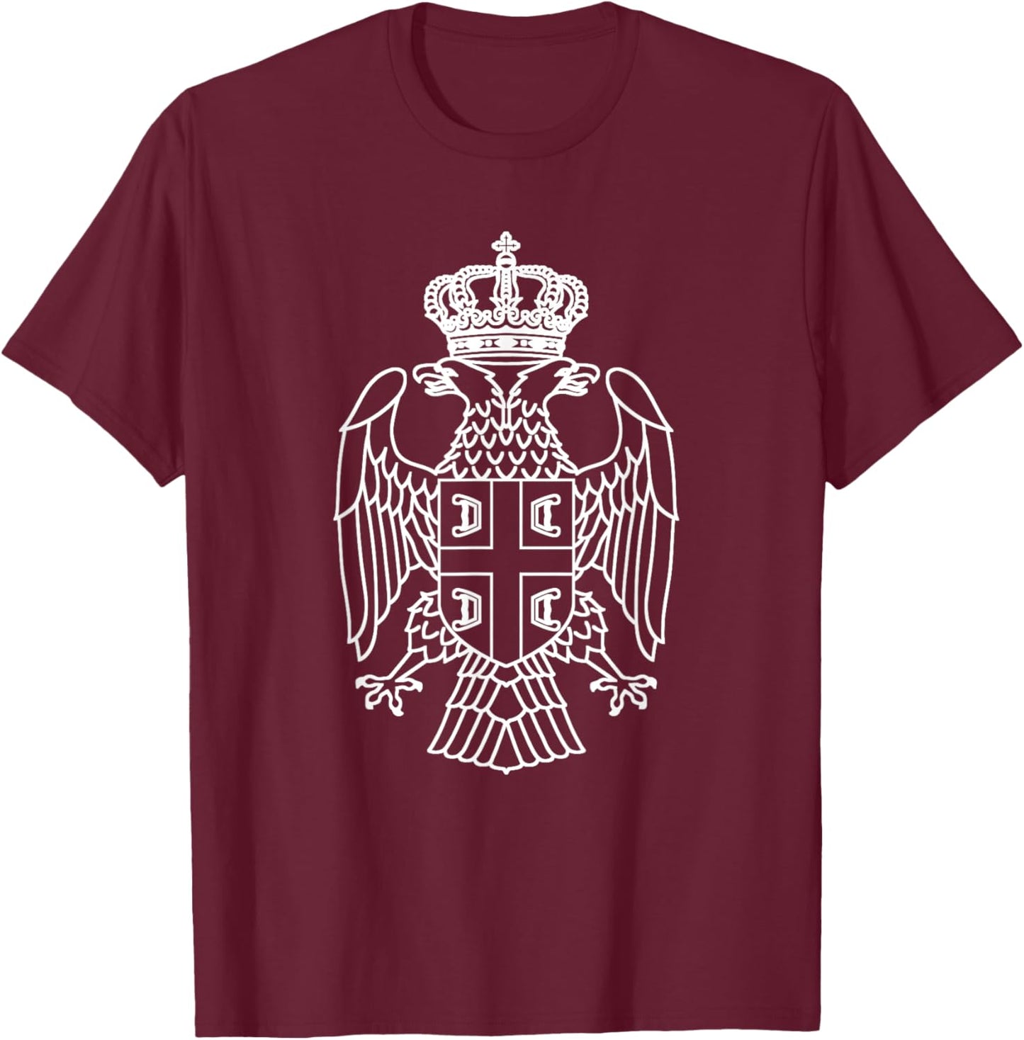 Serbia Srbija Serbian Eagle Srpski Grb white belo Trobojka T-Shirt - T-Shirt | Maroon