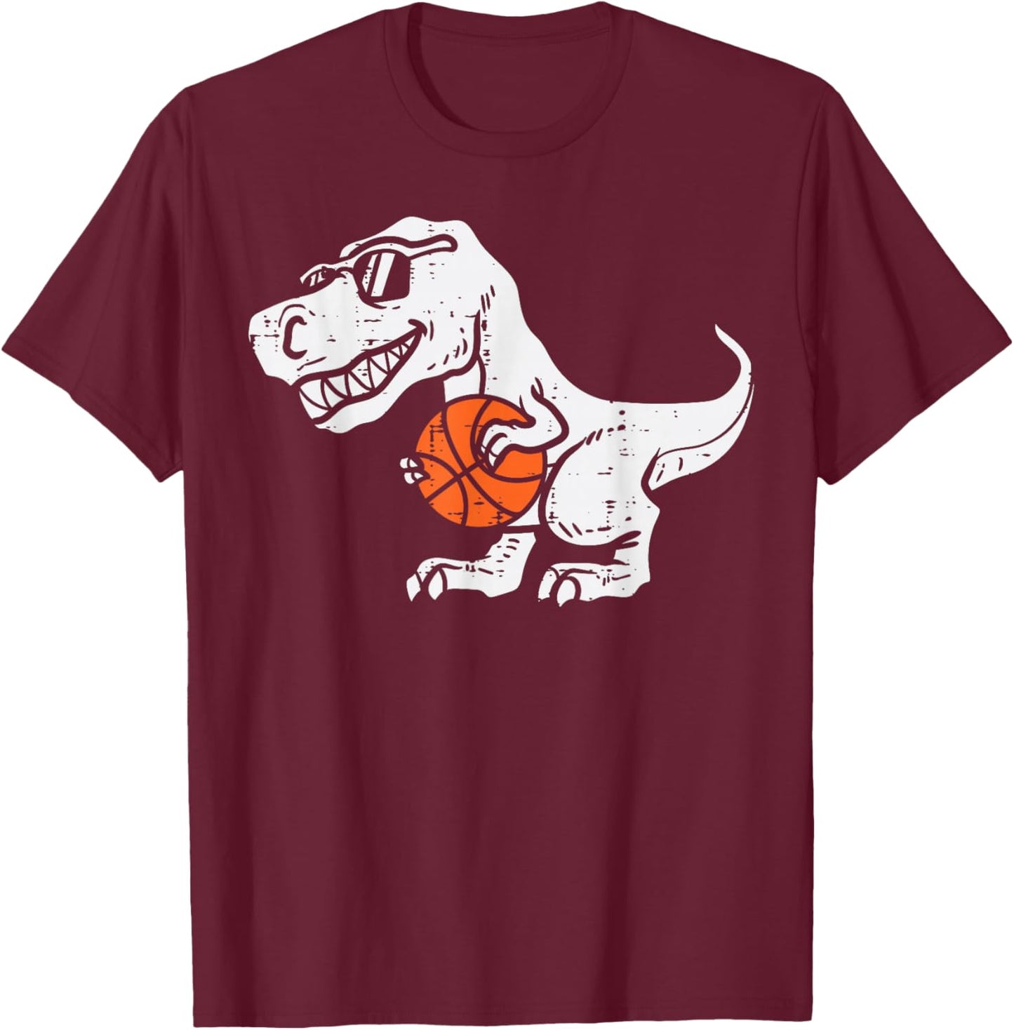 Trex Dinosaur Basketball Cute Sport Toddler Player Kids Boys T-Shirt - T-Shirt | Maroon