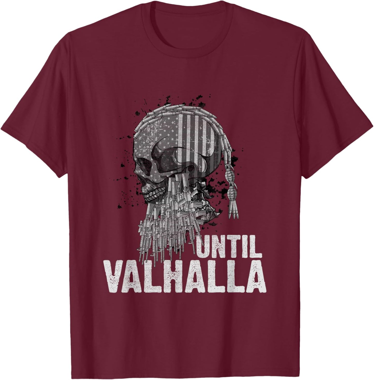 Until Valhalla Viking US Flag Vintage Shirt-Til Valhalla Men T-Shirt - T-Shirt | Maroon