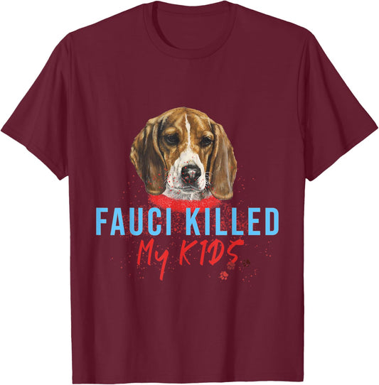 Cute Beagle Puppy And Fauci Dog Experiment T-Shirt - T-Shirt | Maroon