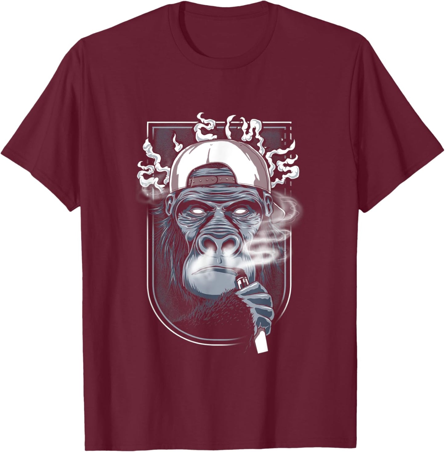 Vape Monkey T-Shirt - T-Shirt | Maroon