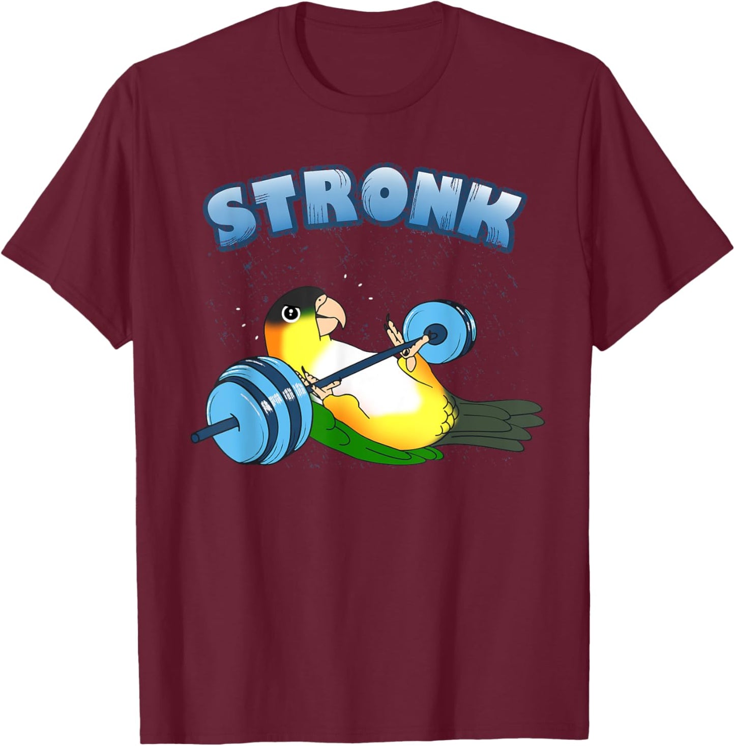 Stronk Parrot Gym workout Black headed Caique Birb memes T-Shirt - T-Shirt | Maroon