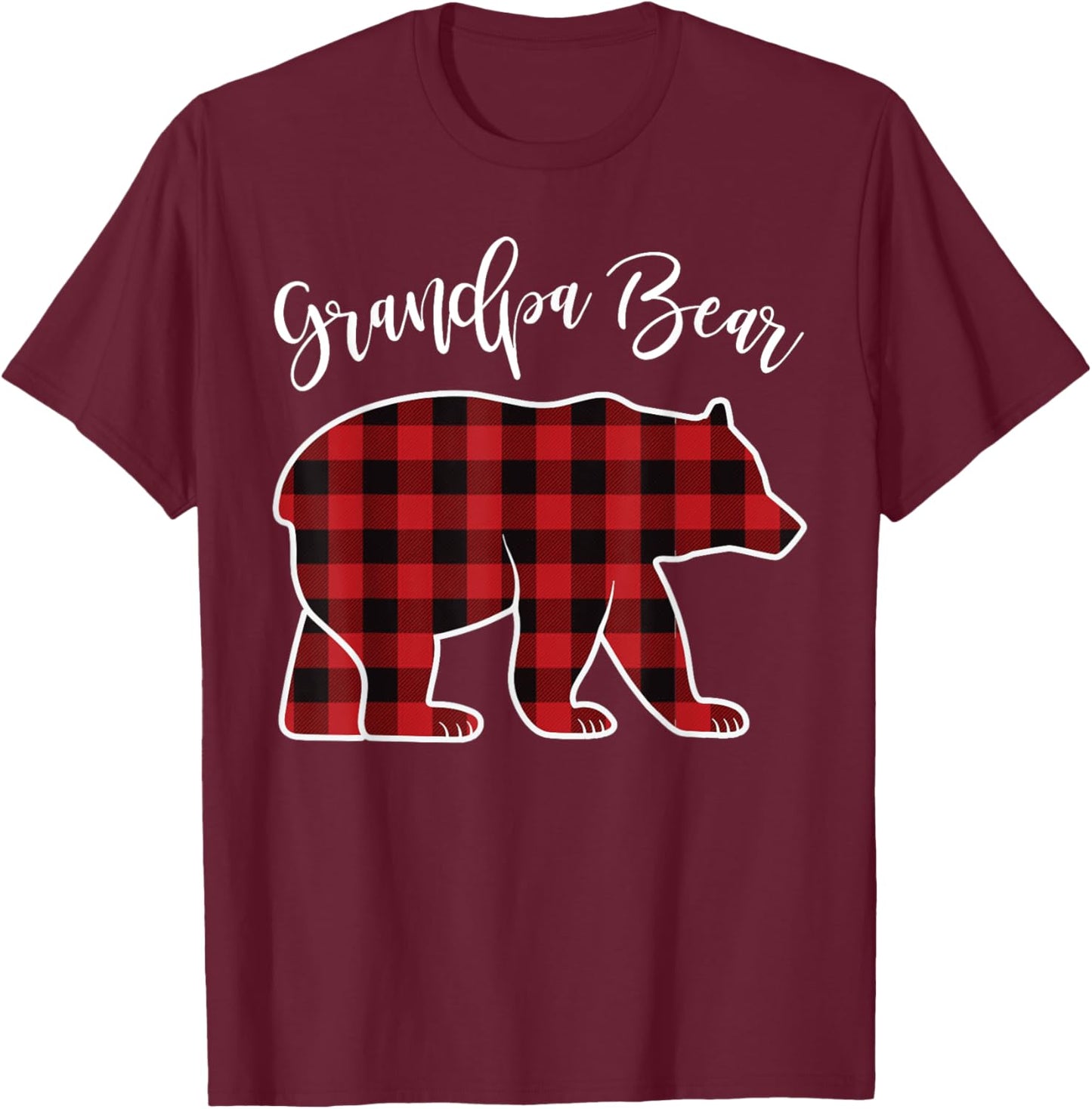 Grandpa Bear Pajama Red Buffalo Xmas Funny Family Christmas T-Shirt - T-Shirt | Maroon