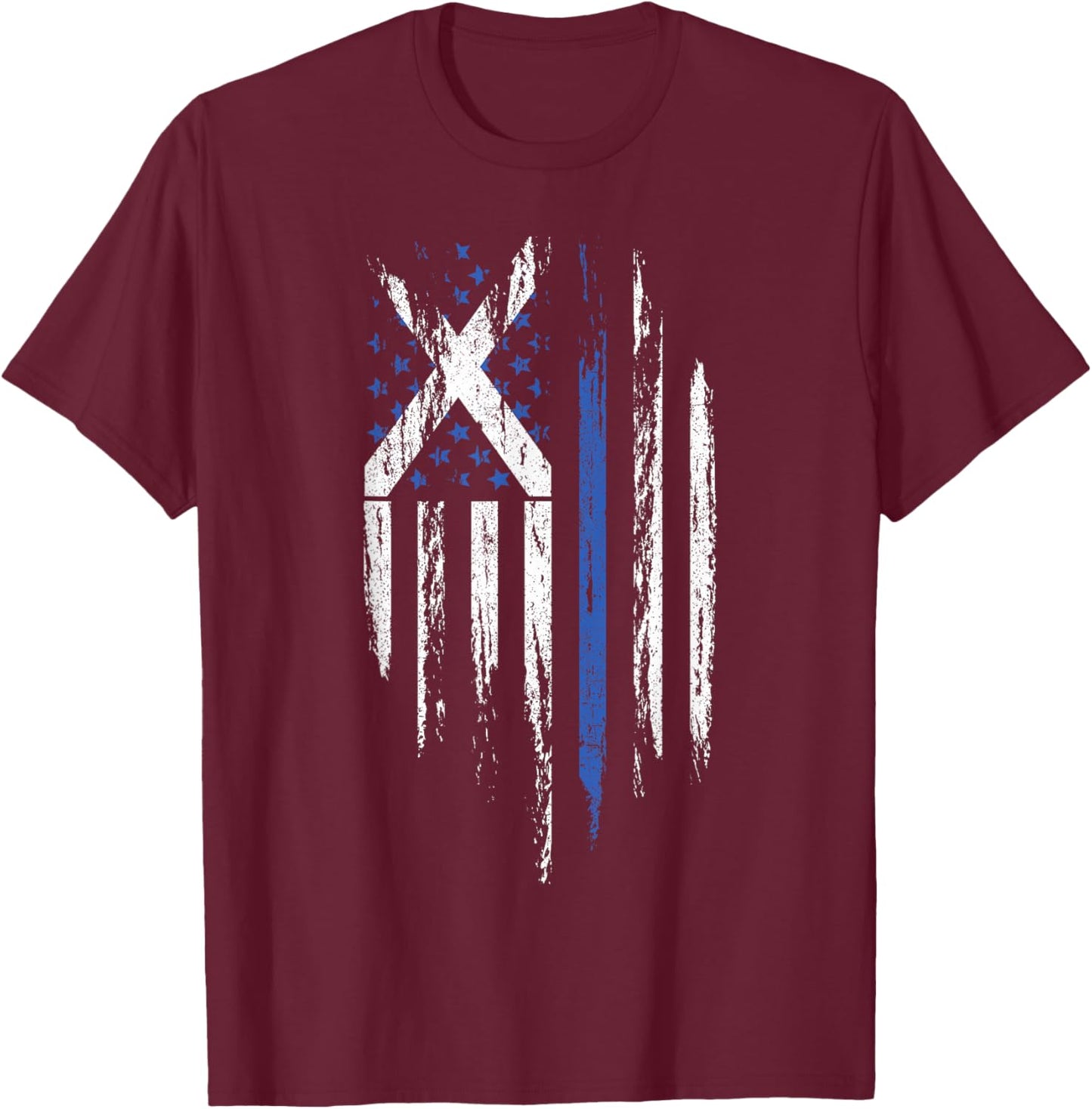 Scottish American Flag Combo Scotland USA Saltire Gift T-Shirt - T-Shirt | Maroon
