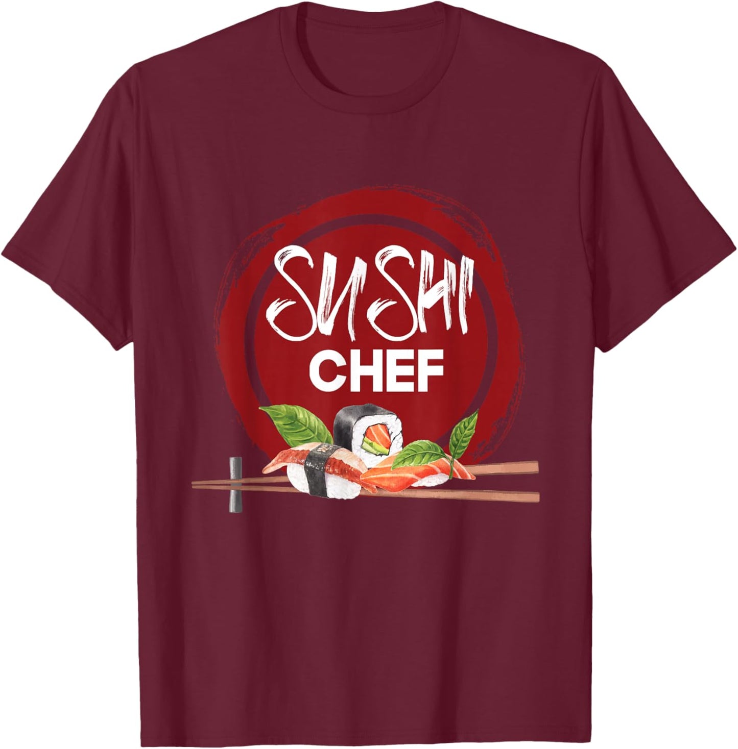Sushi Chef - Anime Kawaii Japan Cuisine Chef Food Lover T-Shirt - T-Shirt | Maroon