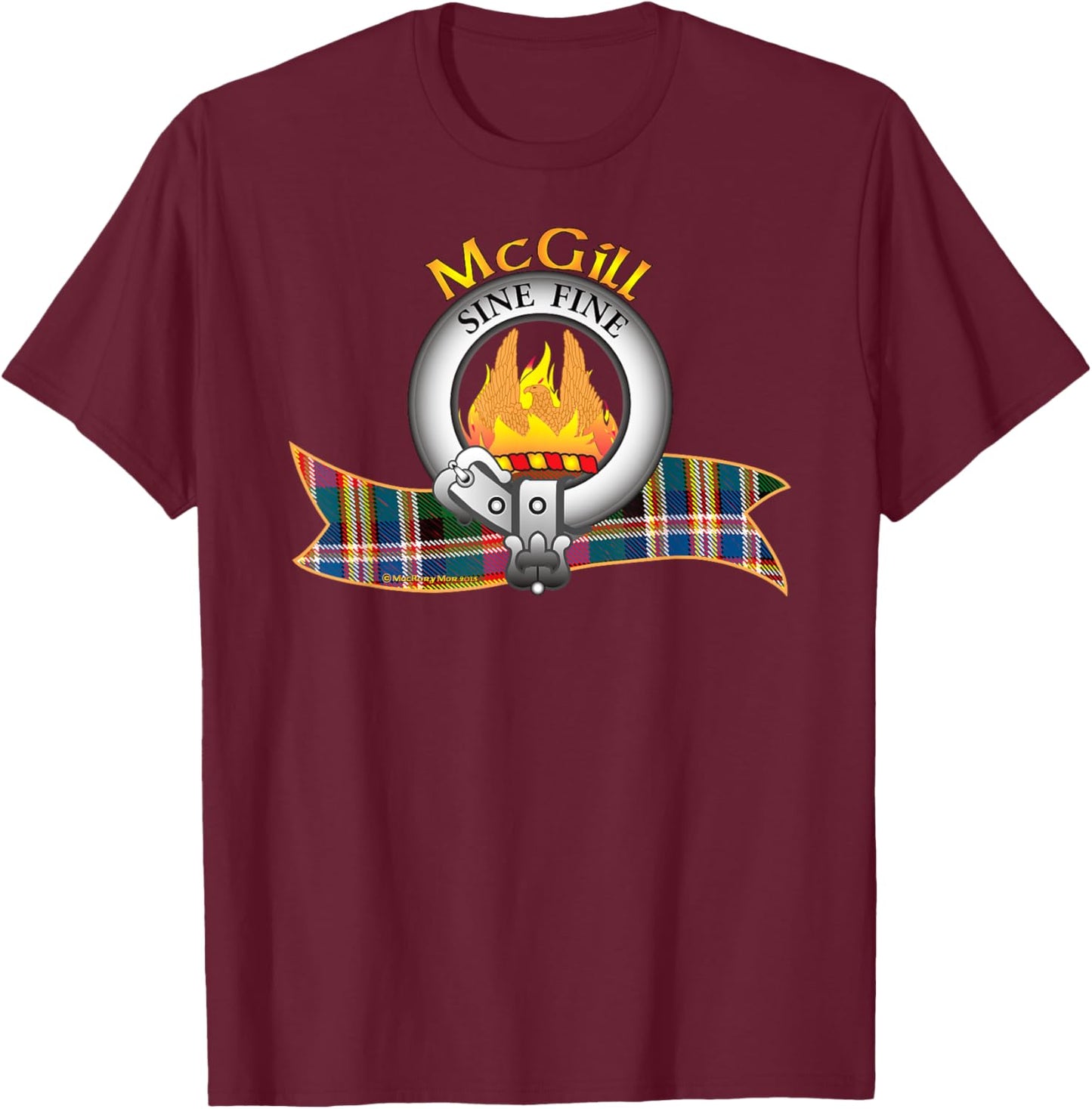McGill Clan Tartan Crest Motto T-Shirt - T-Shirt | Maroon