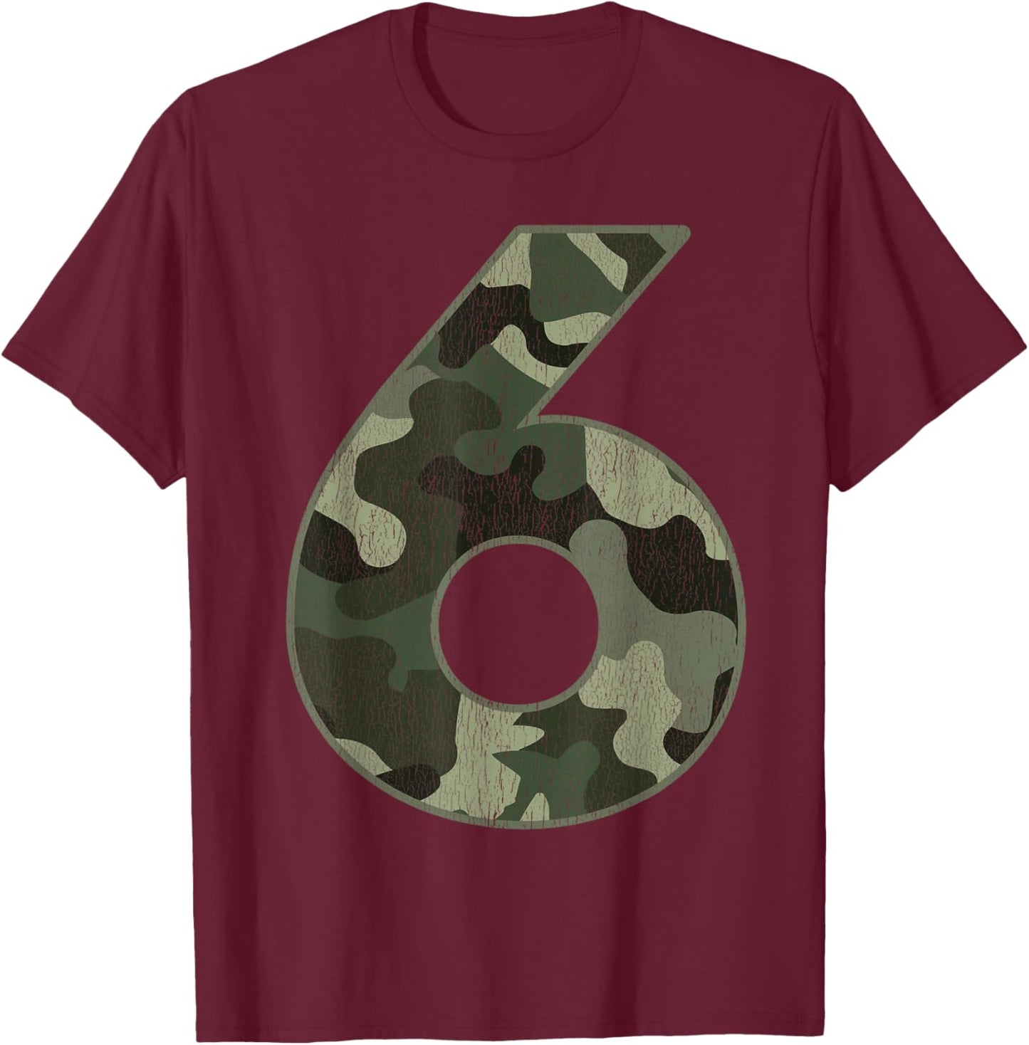 6th Birthday Army Birthday Party 6 Years Old Camo Number 6 T-Shirt - T-Shirt | Maroon