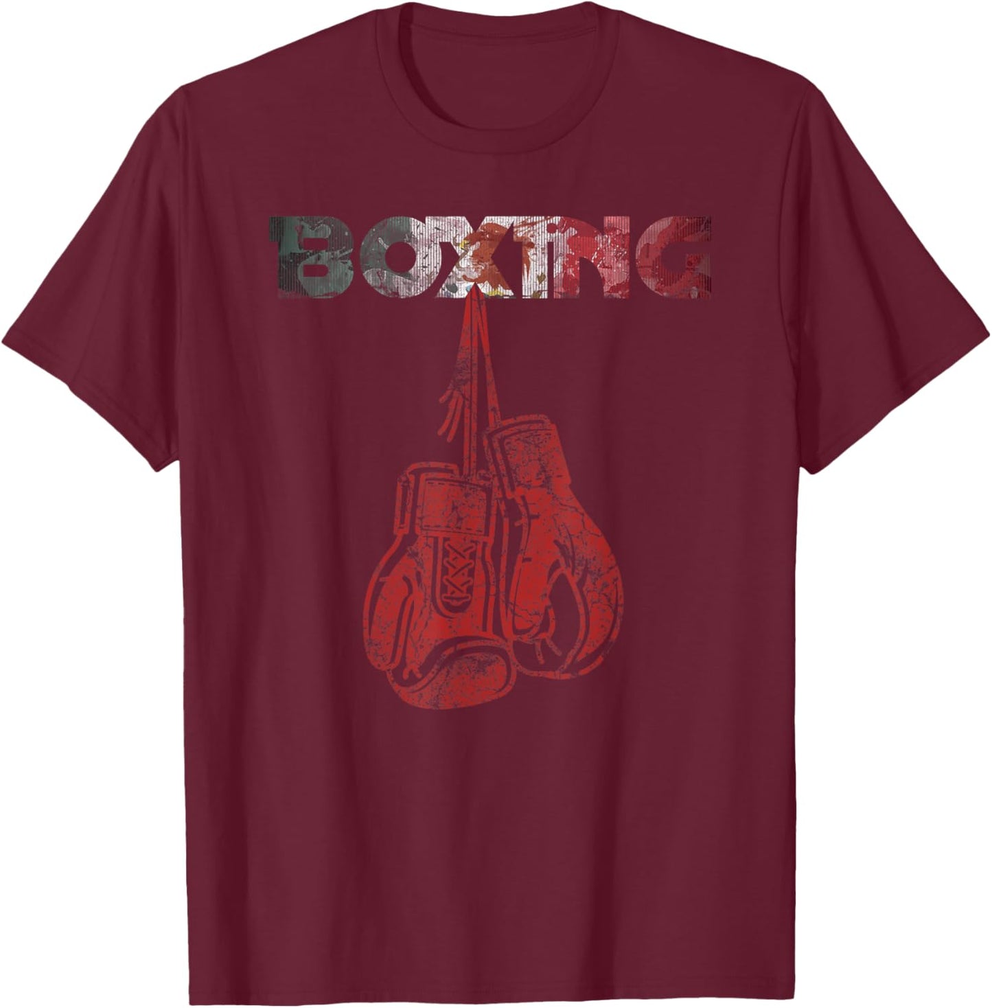 Retro Love Red Boxing Gloves Mexican Vintage style boxing T-Shirt - T-Shirt | Maroon