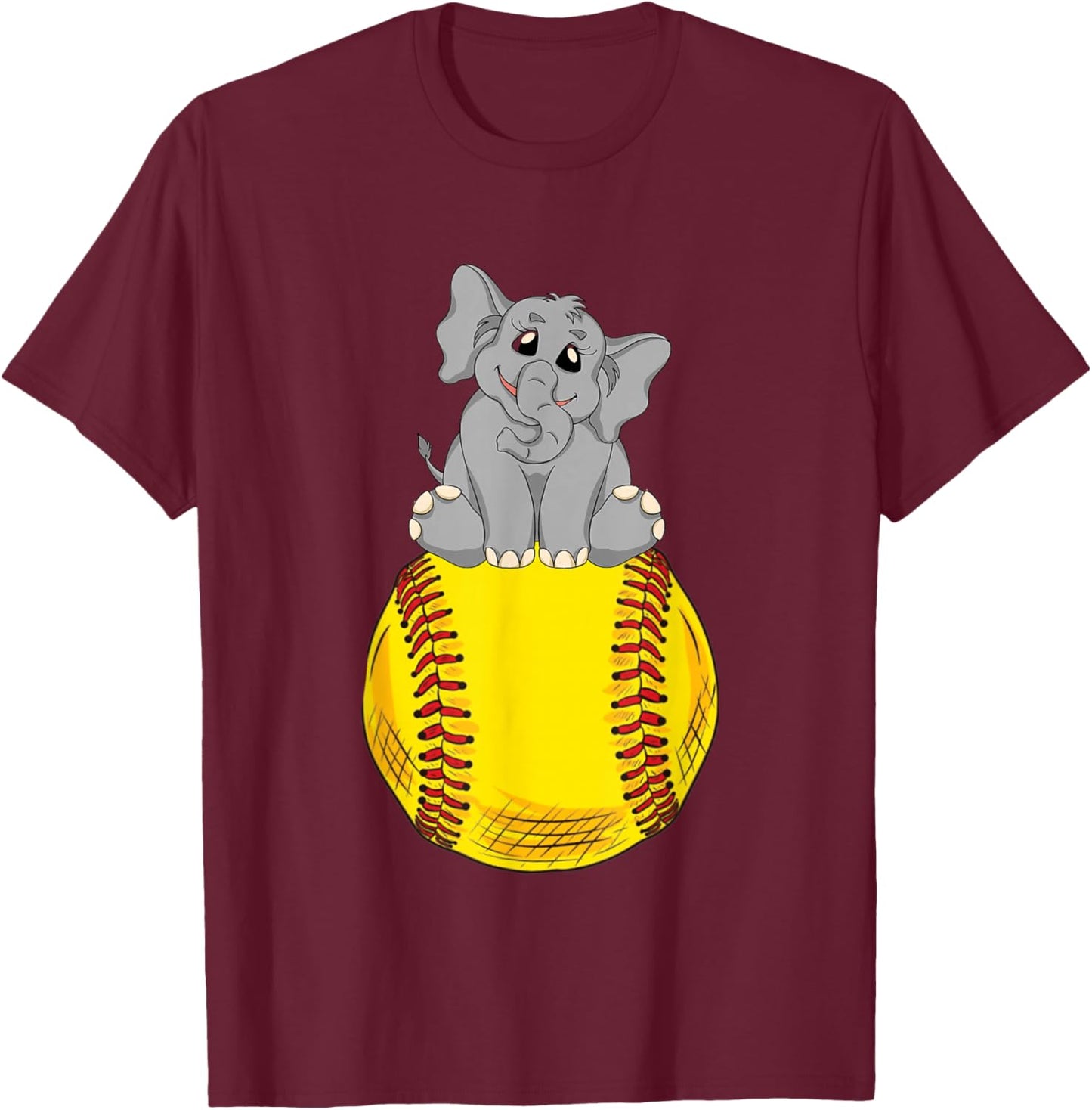 Fastpitch Elephant Funny Softball T-Shirt - T-Shirt | Maroon