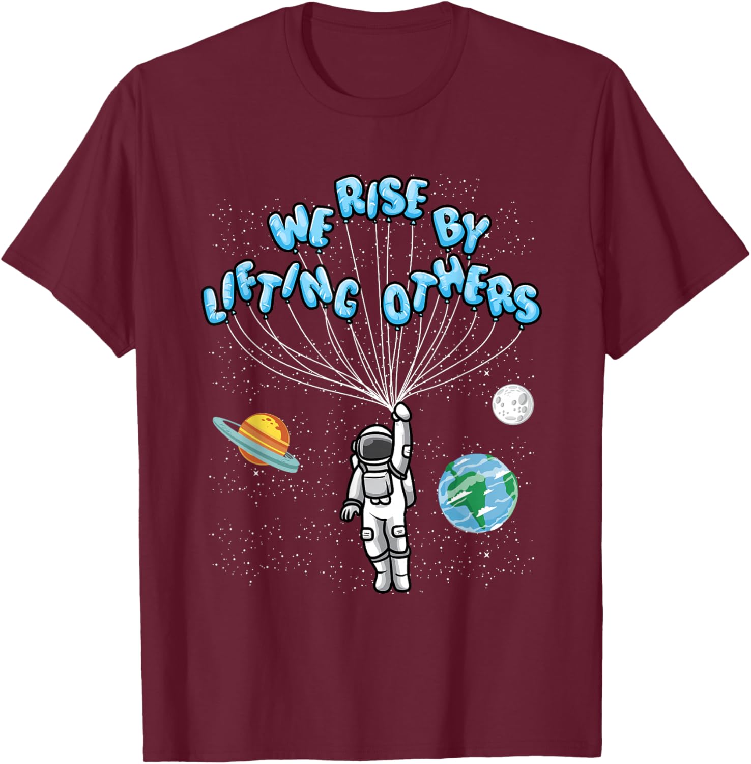 We Rise" Motivational Quote - Classic Fit, Short Sleeve, Adult T-Shirt - T-Shirt | Maroon