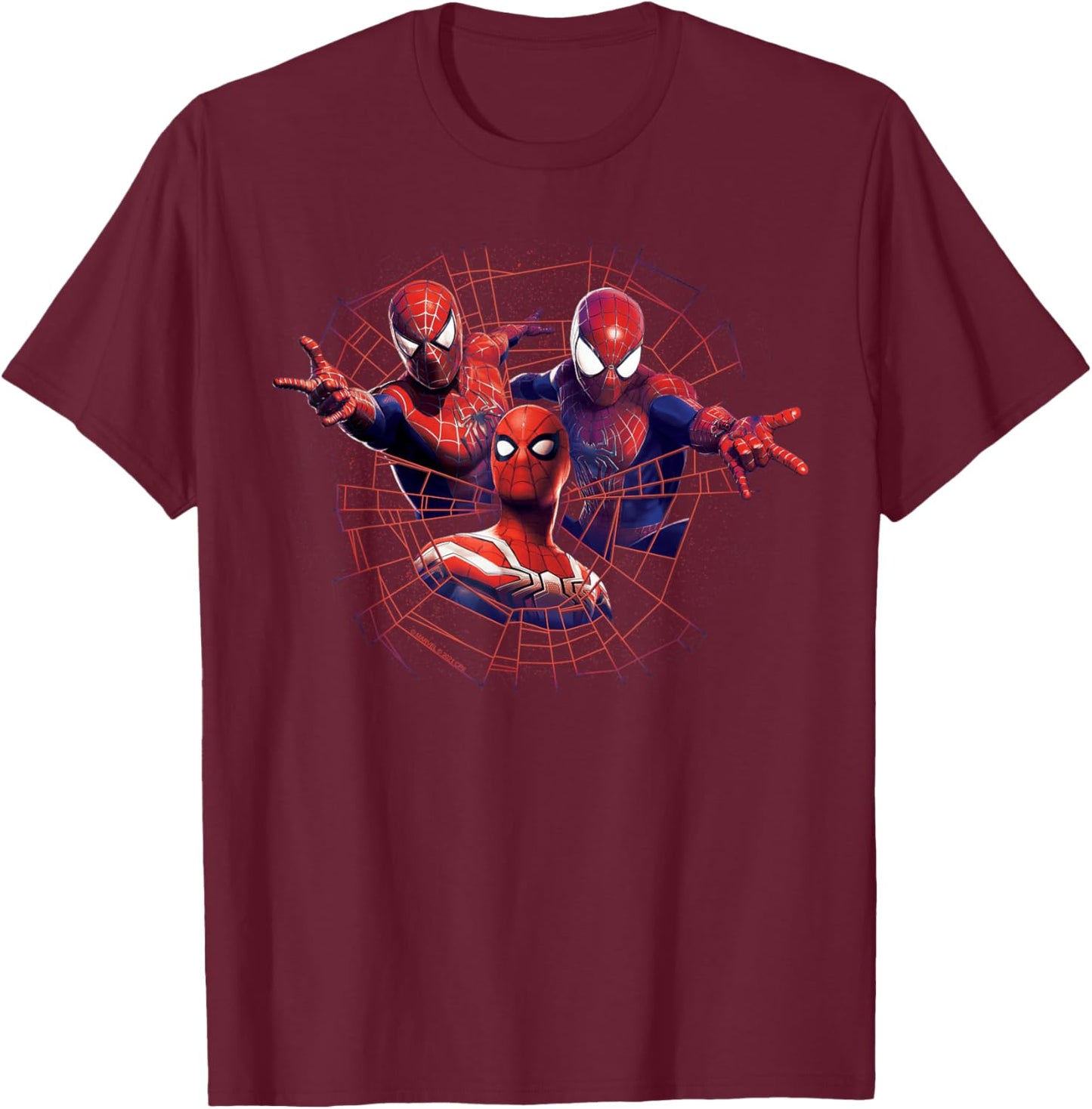 Marvel Spider-Man: No Way Home Spider-Men Web T-Shirt - T-Shirt | Maroon