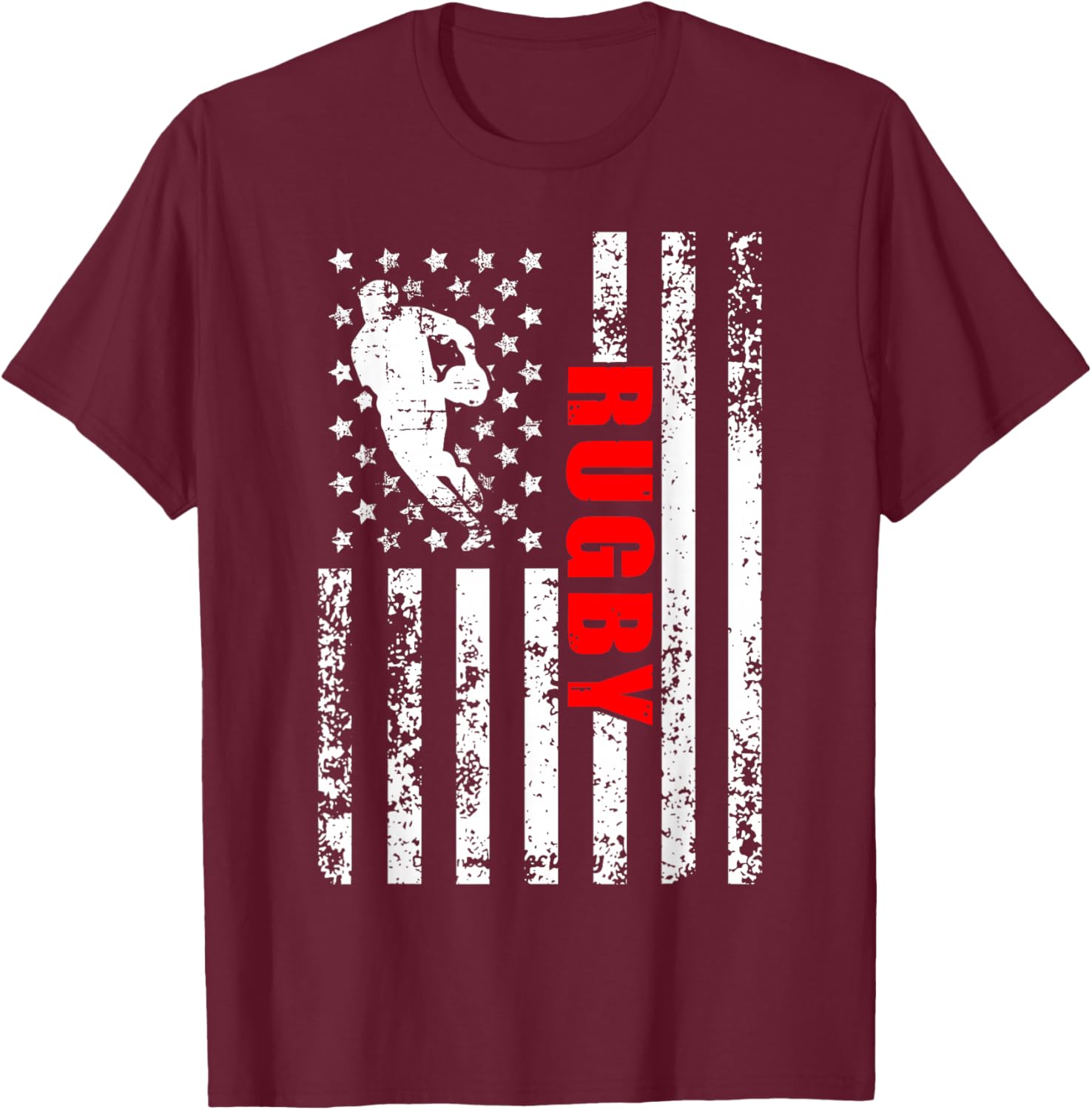 US American Flag Rugby Patriotic Rugby Girls Kids Men T-Shirt - T-Shirt | Maroon