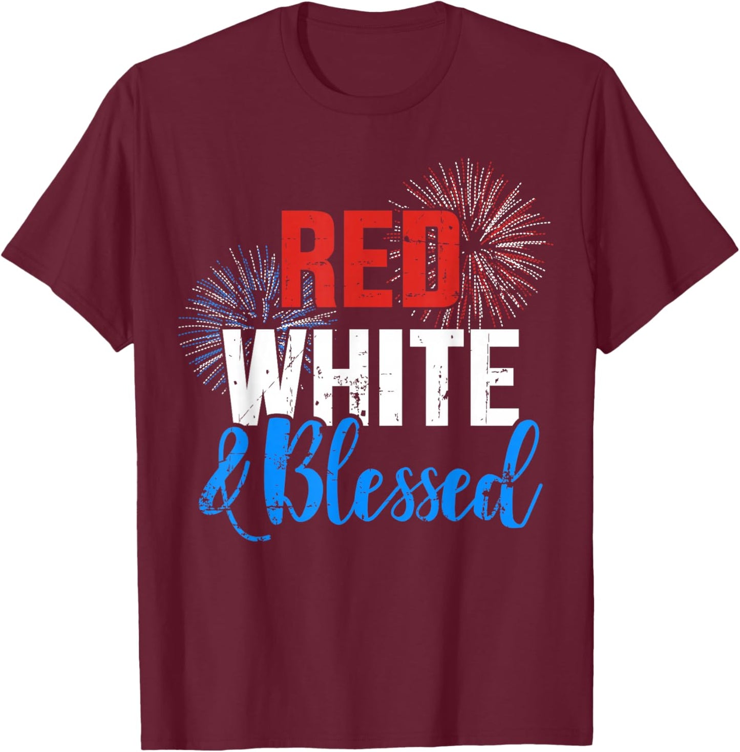 Red white blessed for Independence day on 4th of July Women Men T-Shirt - T-Shirt | Maroon