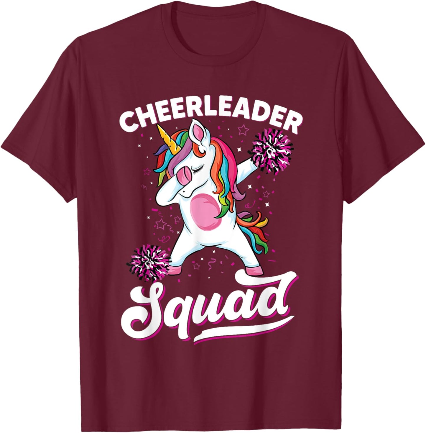 Magical cute dabbing unicorn cheerleader Funny Cheerleading T-Shirt - T-Shirt | Maroon