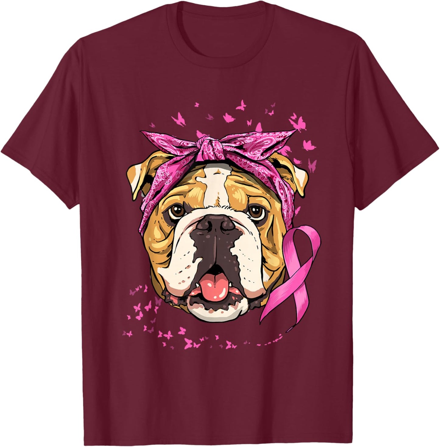 American bulldog Breast Cancer Awareness Cancer Survivors T-Shirt - T-Shirt | Maroon