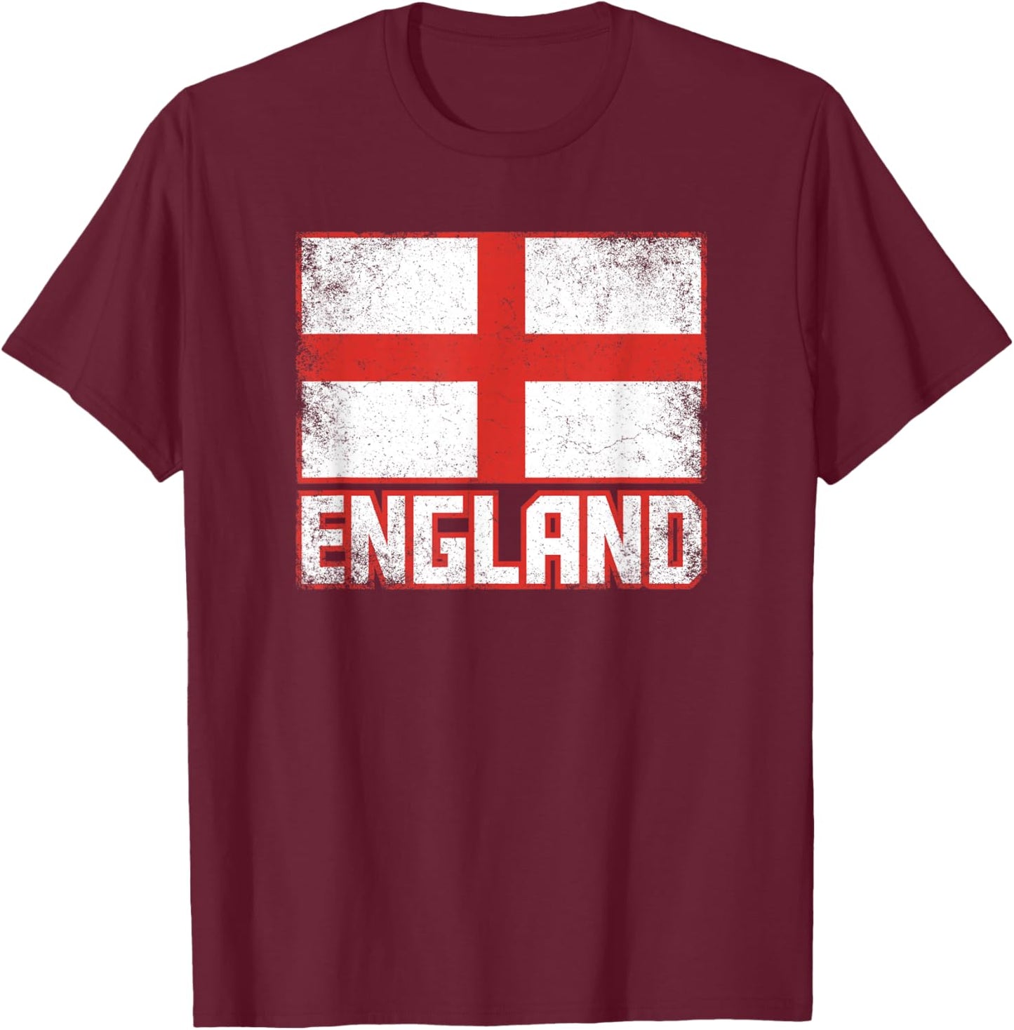 England Flag Vintage Retro Country English Pride T-Shirt - T-Shirt | Maroon