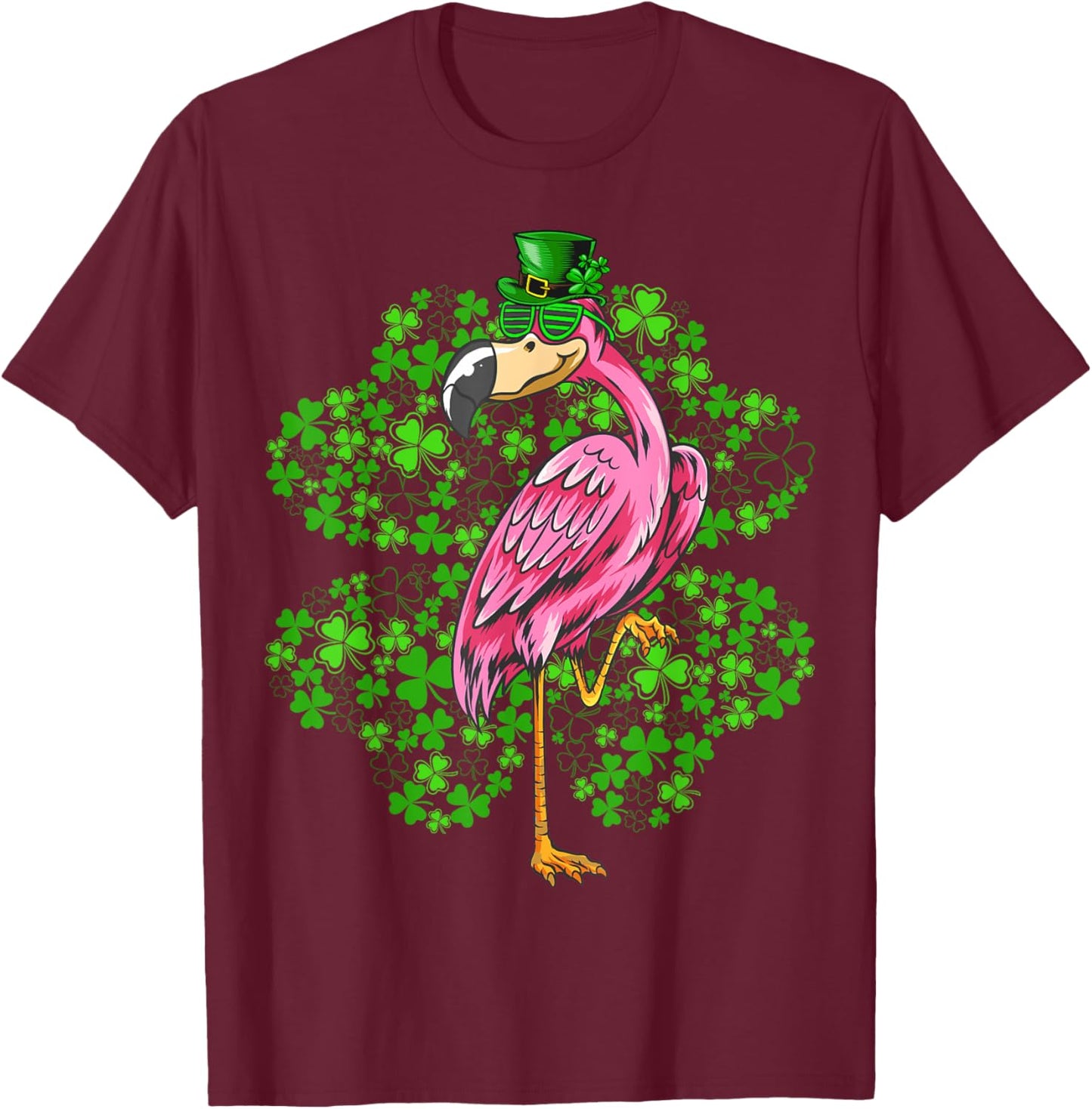 Flamingo Bird Lover Men Women Flamingo St Patrick's Day T-Shirt - T-Shirt | Maroon