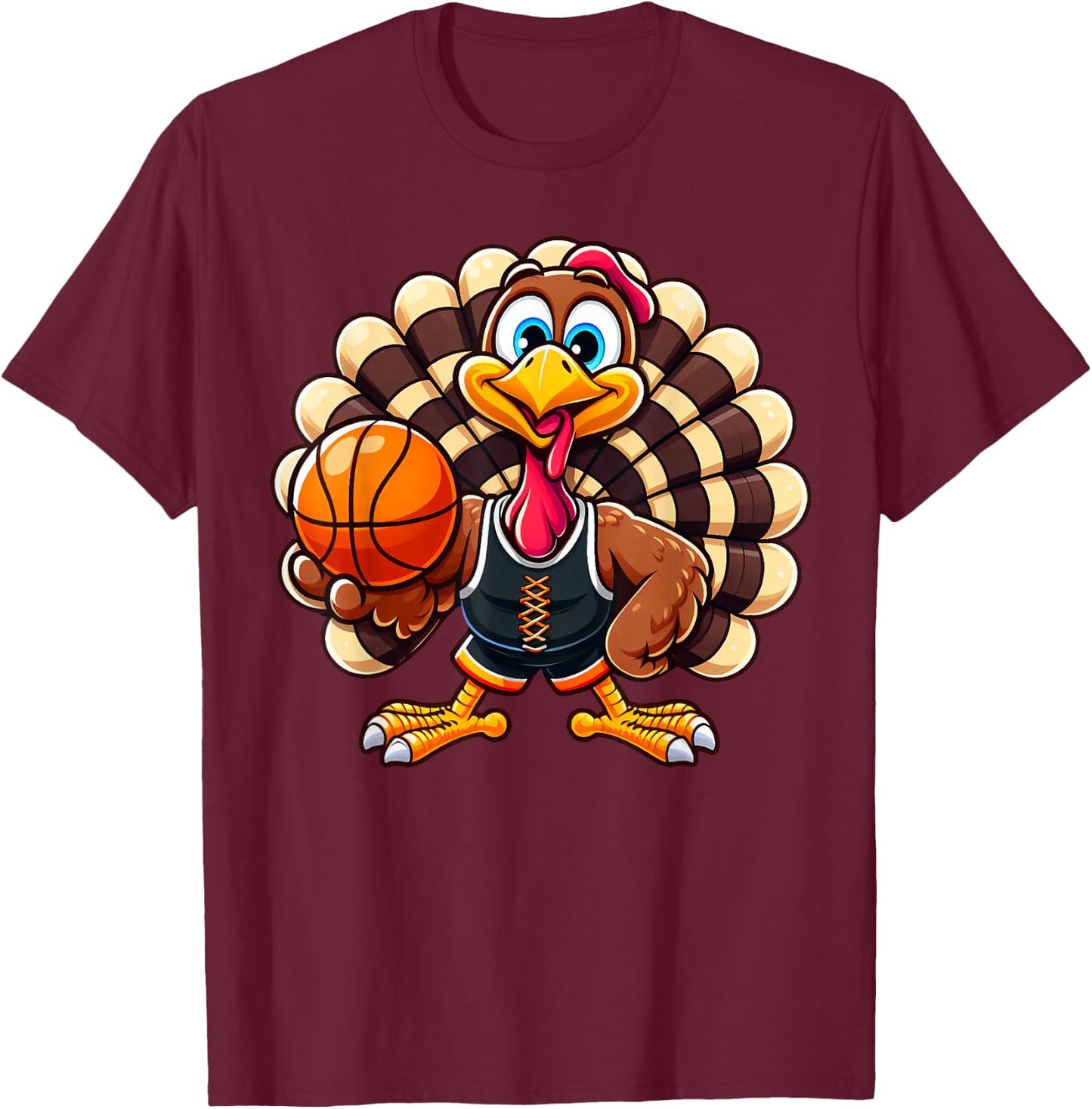 Cool Thanksgiving Basketball Gobble Player Turkey Basketball T-Shirt - T-Shirt | Maroon