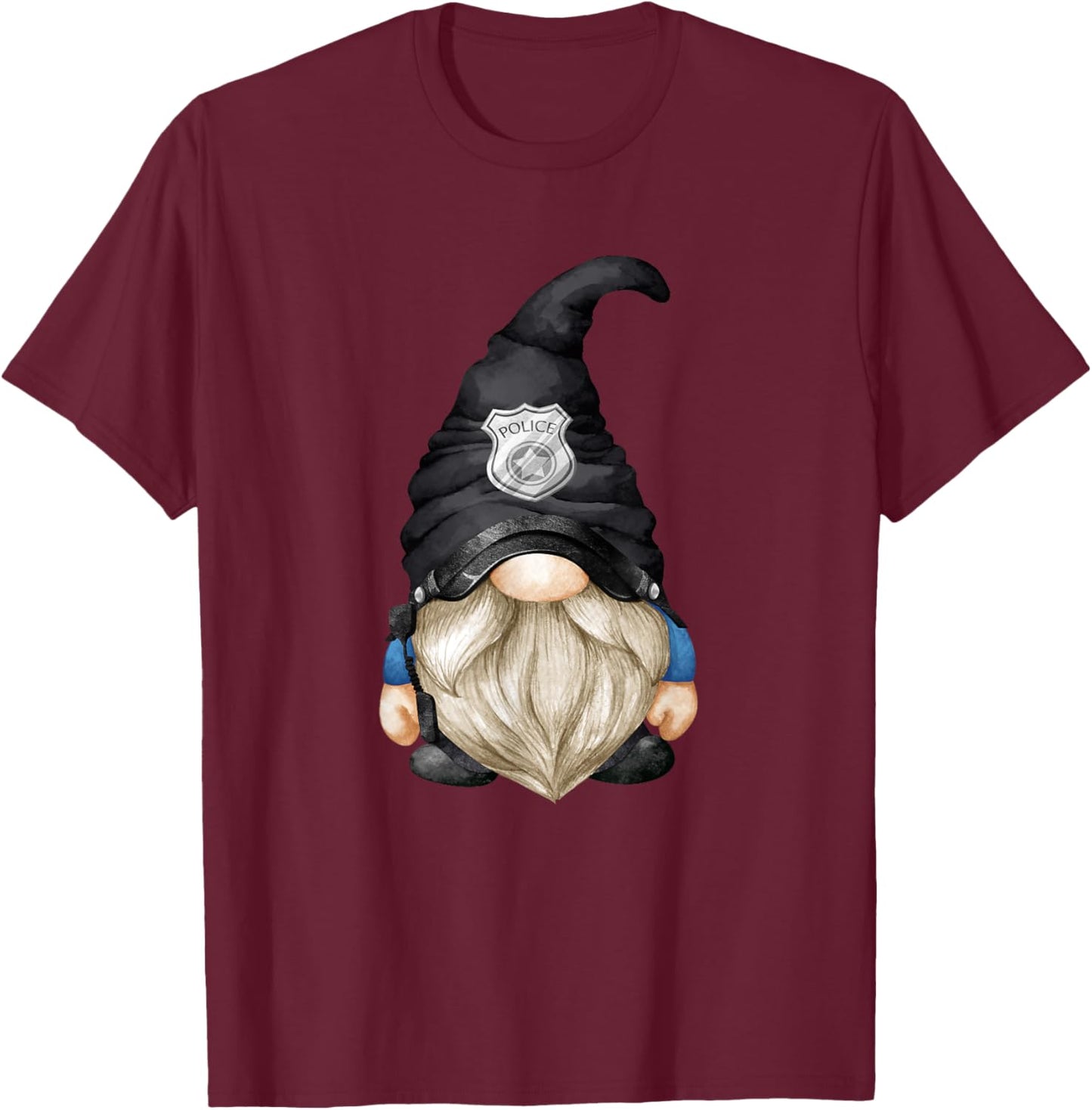 Policemen Gnome For Police Dad And Grandpa Police Office T-Shirt - T-Shirt | Maroon