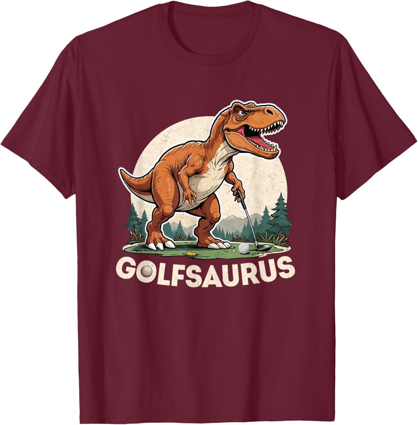 Golf Dinosaur Golfer T-Rex Playing Golf Dino Golfing T-Shirt - T-Shirt | Maroon