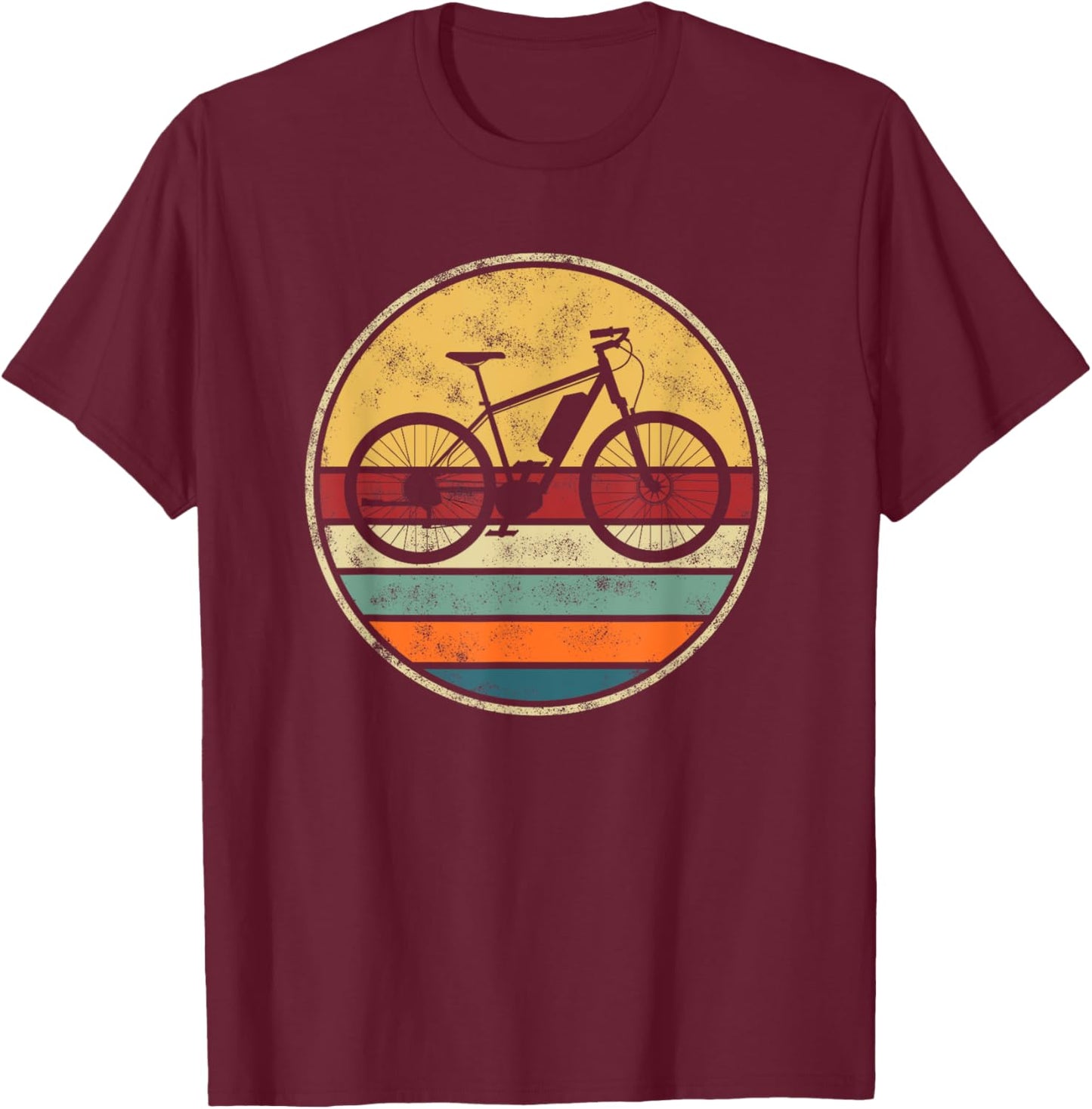 E-Bike Electric Bike E-Bicycle Retro Vintage E-Biker Cycling T-Shirt - T-Shirt | Maroon