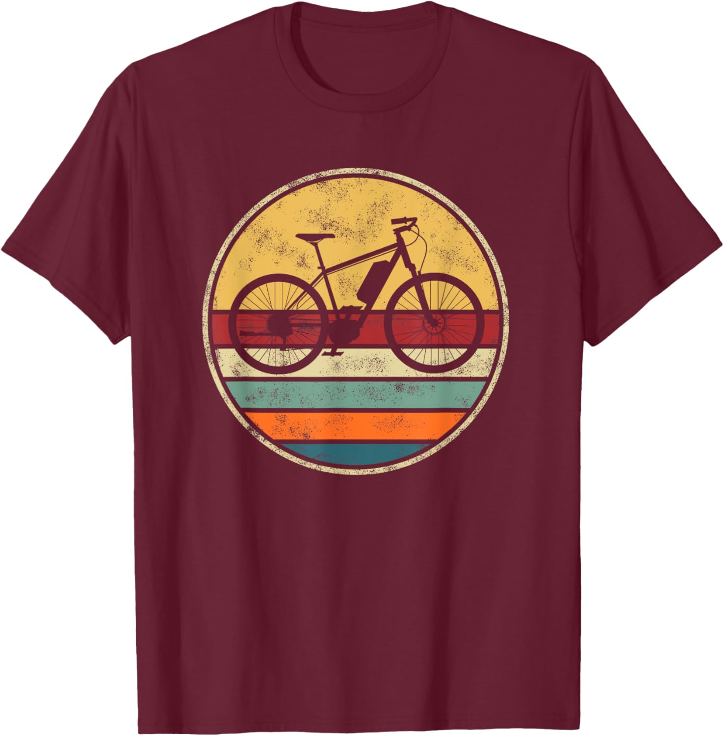 E-Bike Electric Bike E-Bicycle Retro Vintage E-Biker Cycling T-Shirt - T-Shirt | Maroon