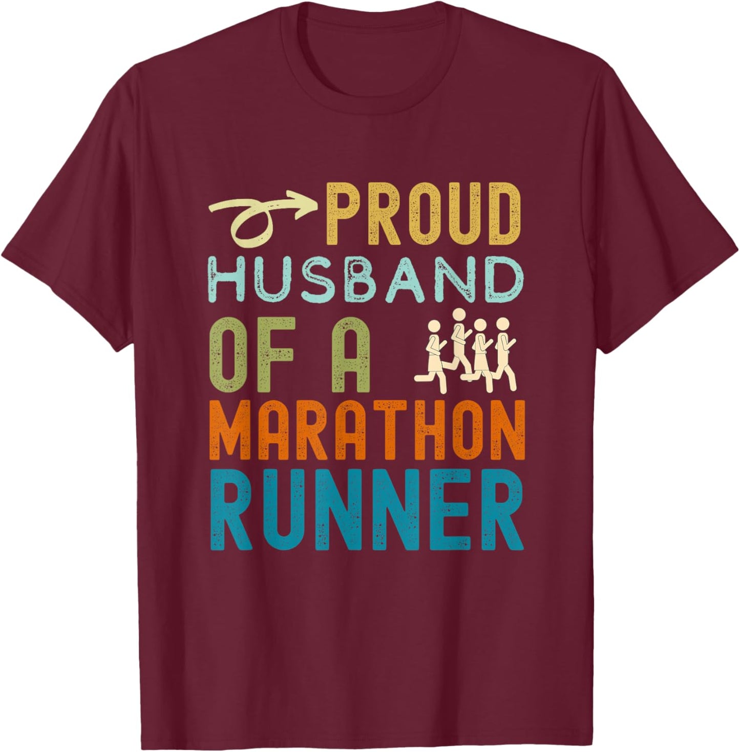 Proud husband of a marathon runner retro vintage distressed T-Shirt - T-Shirt | Maroon