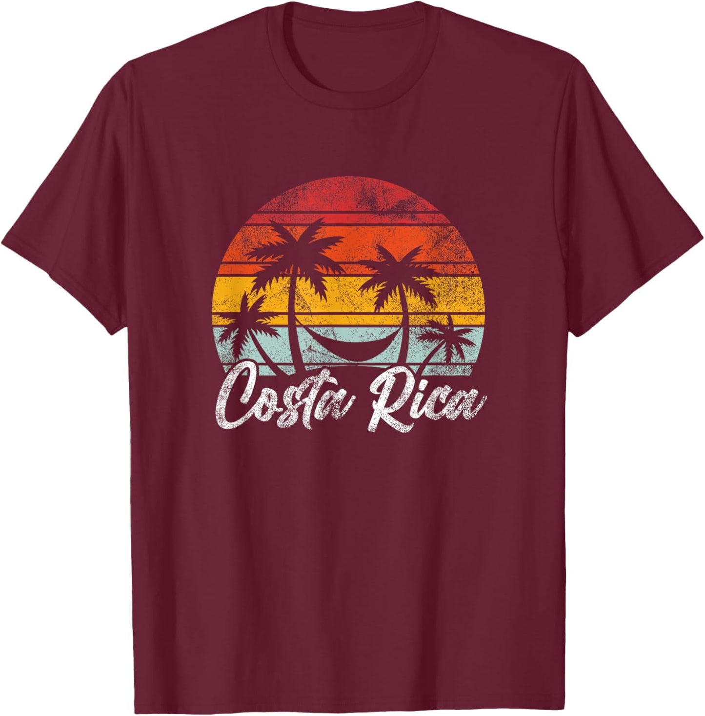 Costa Rica Vintage 70s 80s Retro Throwback Vacation Holiday T-Shirt - T-Shirt | Maroon