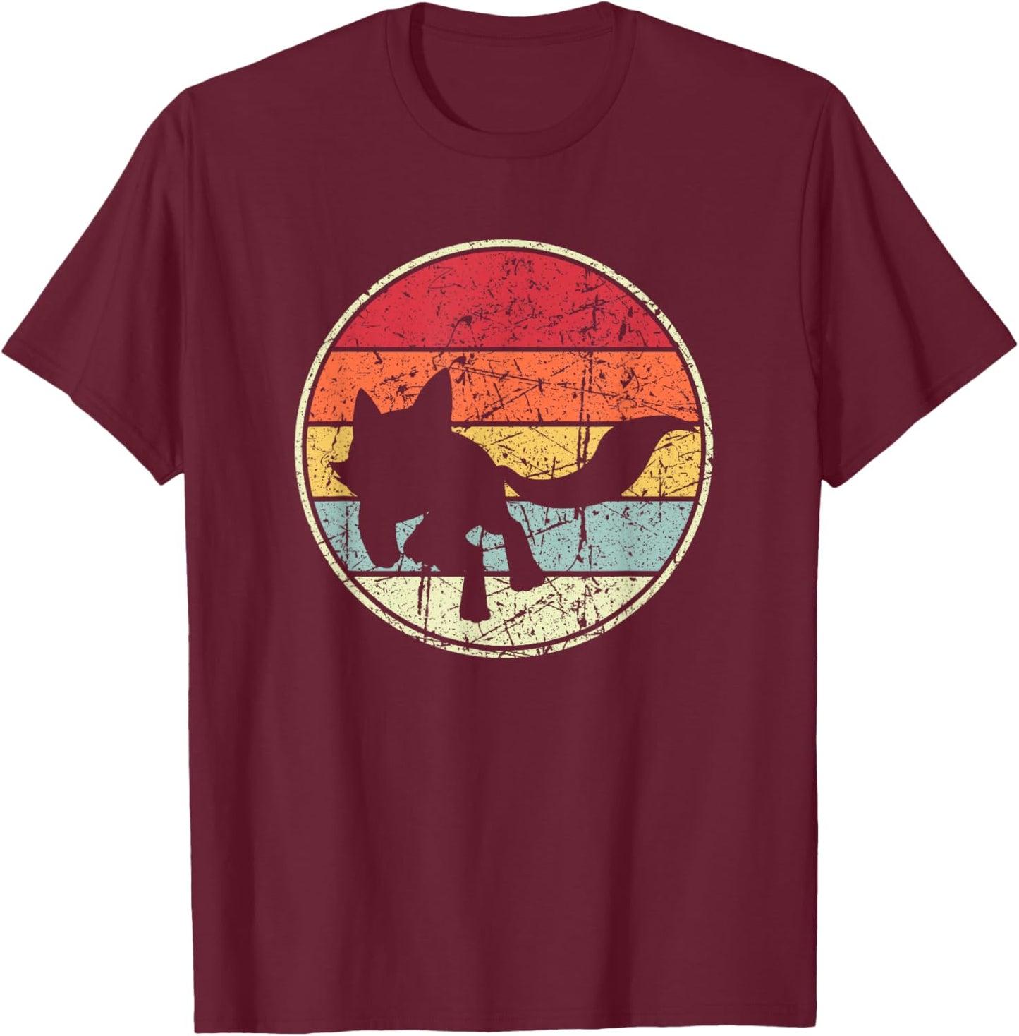Fox Sunset, Fox Silhouette T-Shirt - T-Shirt | Maroon