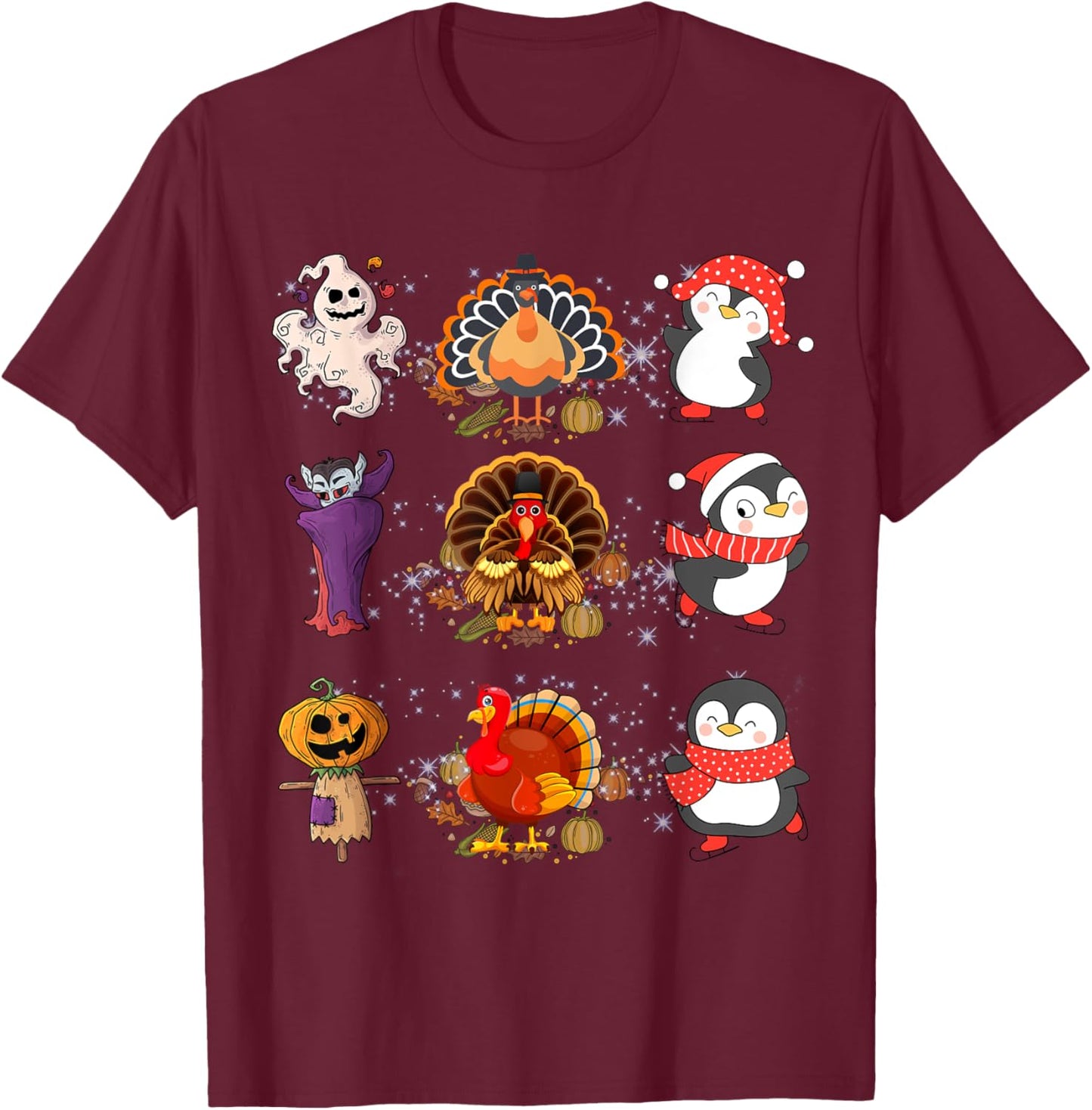 Happy Hallothanksmas T-Shirt - T-Shirt | Maroon