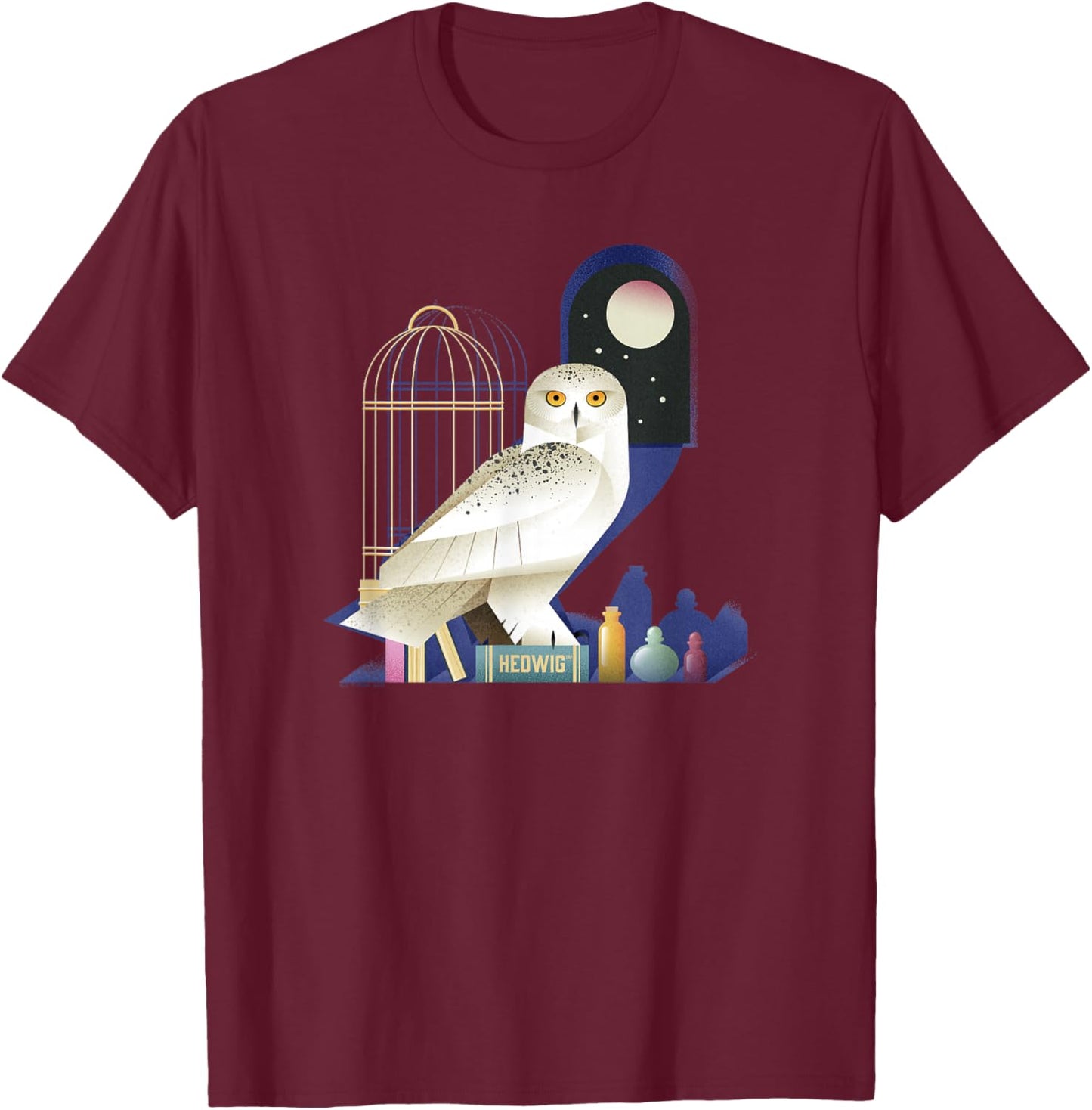 Harry Potter Deathly Hallows 2 Hedwig Profile Poster T-Shirt - T-Shirt | Maroon